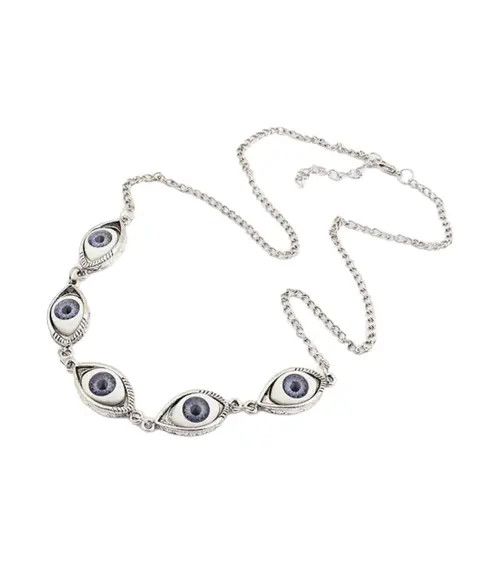 Japanese Brand Streetwear Eye Trippy Evil Jewerly Necklace Chain Art Silver Size ONE SIZE - 1 Thumbnail