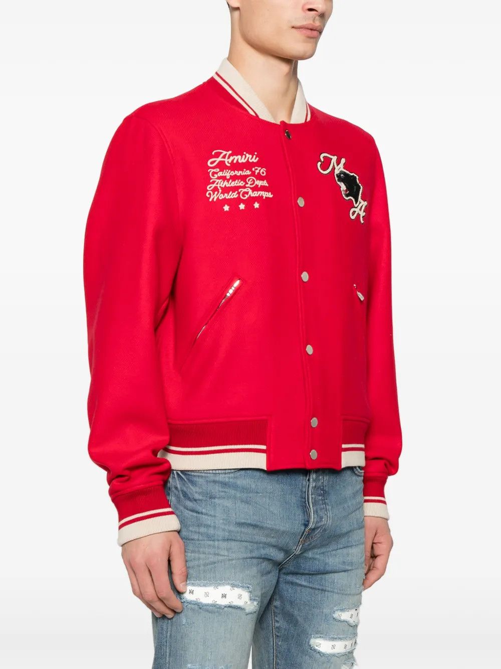 Amiri o1h1sh10525 Panther Bomber in Varsity Red Size US XXL / EU 58 / 5 - 2 Thumbnail