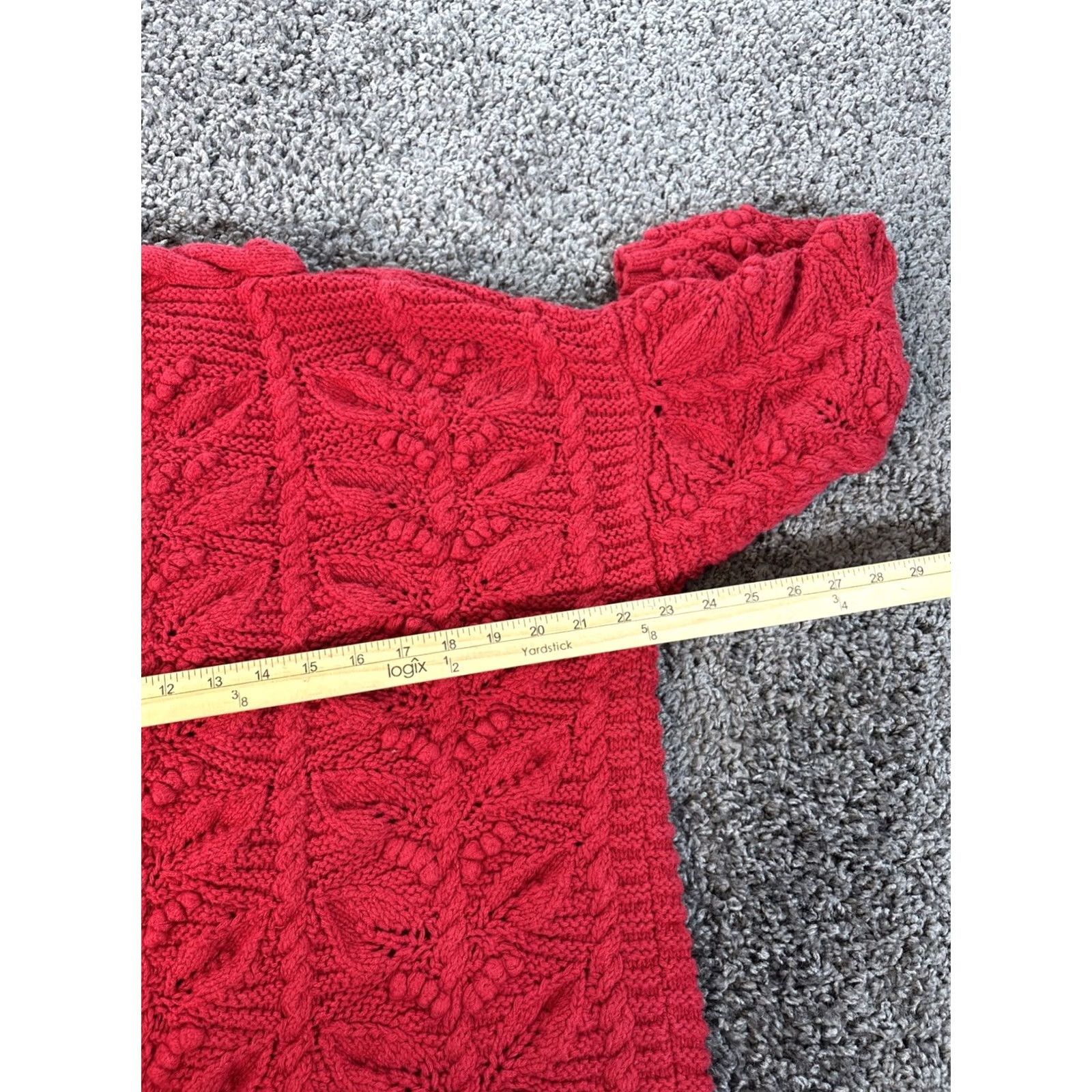 Express VINTAGE Express Sweater Womens M Red 90s Chunky-Knit Crew Neck Pullover Textured Knit Shirt Size M / US 6-8 / IT 42-44 - 4 Thumbnail