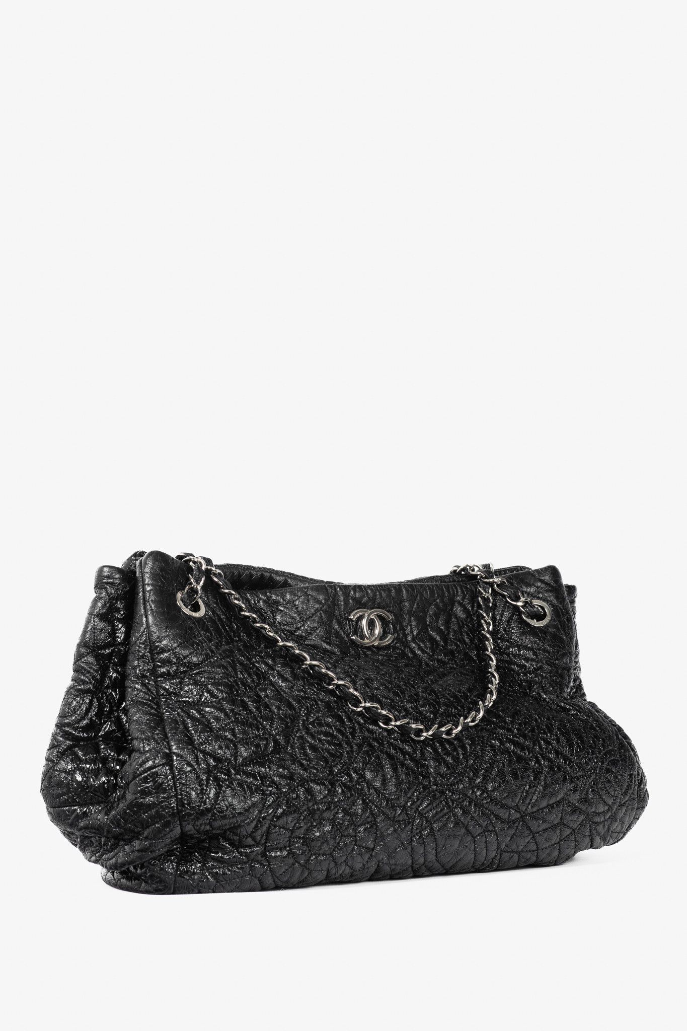 Chanel Chanel Graphic Edge Black Shiny Vinyl Quilted Tote Size ONE SIZE - 2 Thumbnail