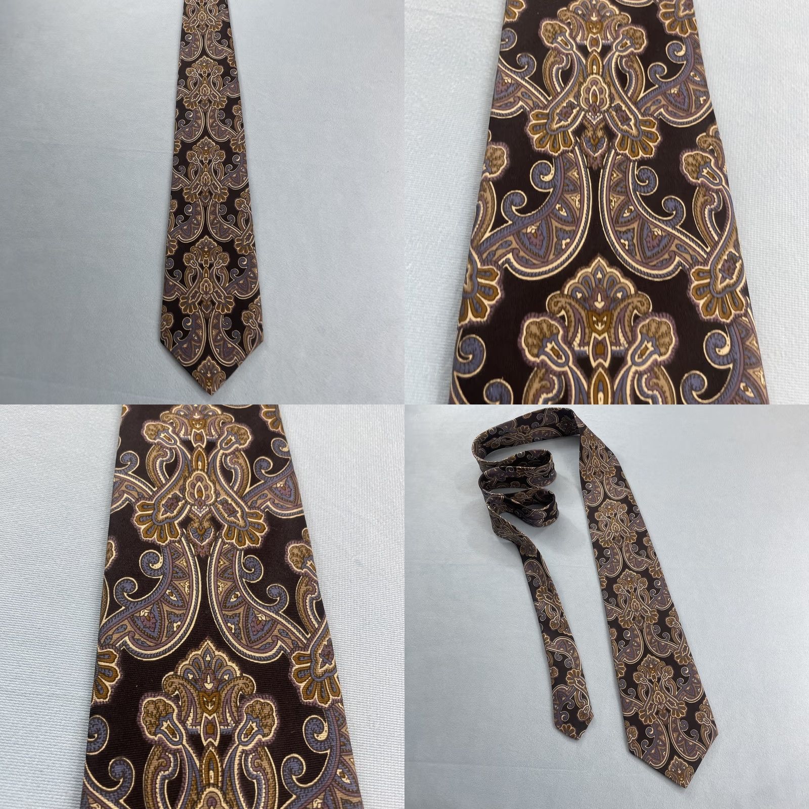 Vintage Manhattan vtg Silk Paisley Crest Western Black Brown Blue Vintage Made USA 4x57 Cap​sule Wide Necktie Size ONE SIZE - 8 Thumbnail