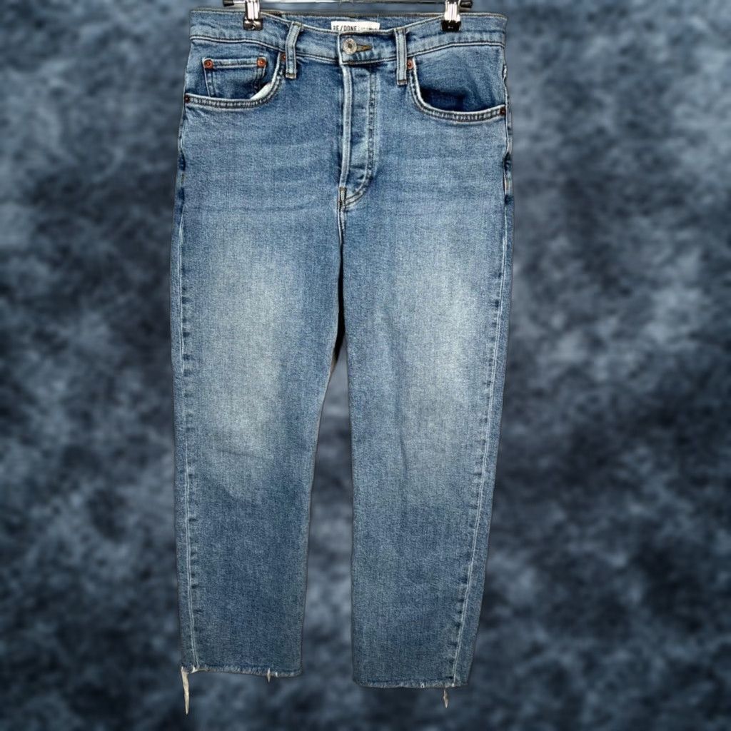 RE/DONE Re/Done Originals Womens Jeans 27 Distressed Straight Leg Denim w/ Raw Hem 5-Pocket 90s Vintage Style Womens Size 27" / US 4 / IT 40 - 1 Thumbnail