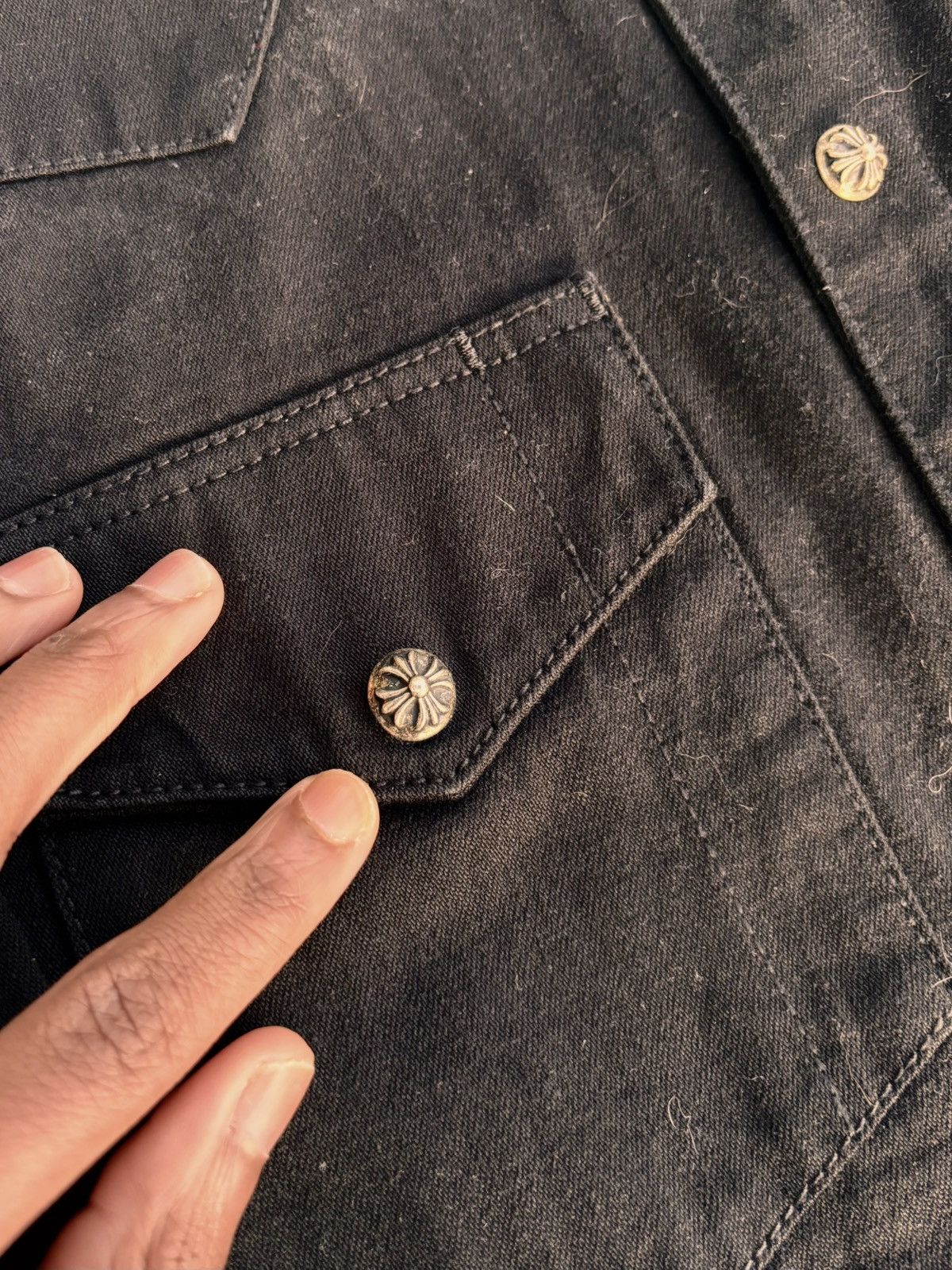 Chrome Hearts Chrome Hearts Leather Cross Patch Denim Western Shirt Size US M / EU 48-50 / 2 - 5 Thumbnail