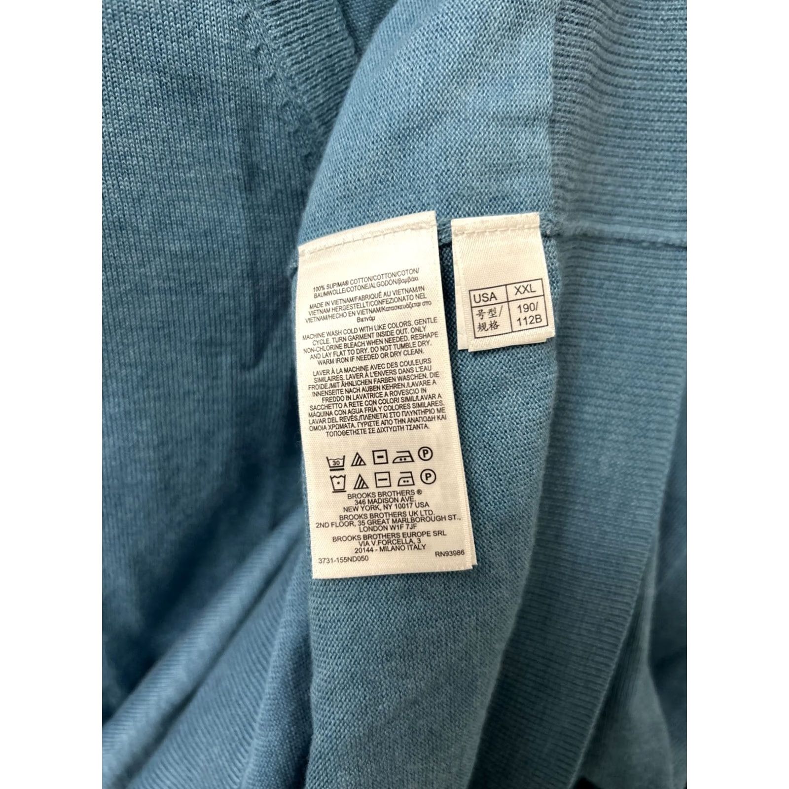 Brooks Brothers Brooks Brothers Sweater Mens 2XL Blue Supima Cotton V-Neck Pullover Sweatshirt Size US XXL / EU 58 / 5 - 6 Thumbnail