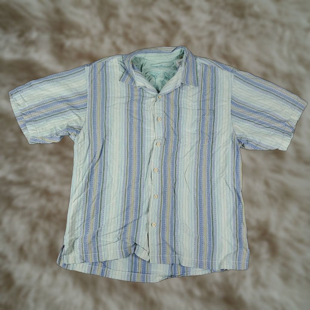 Tommy Bahama Tommy Bahama Shirt Mens XL Blue Striped Silk Hawaiian Button Up Short Sleeve Beach Modern Classic Size US XL / EU 56 / 4 - 1 Thumbnail