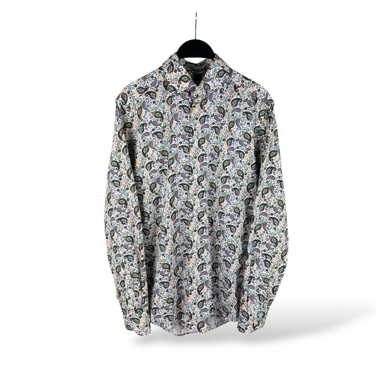 Eton Eton Dress Shirt L/S Paisley Floral Poplin Cotton Slim Fit Size US S / EU 44-46 / 1 - 1 Thumbnail