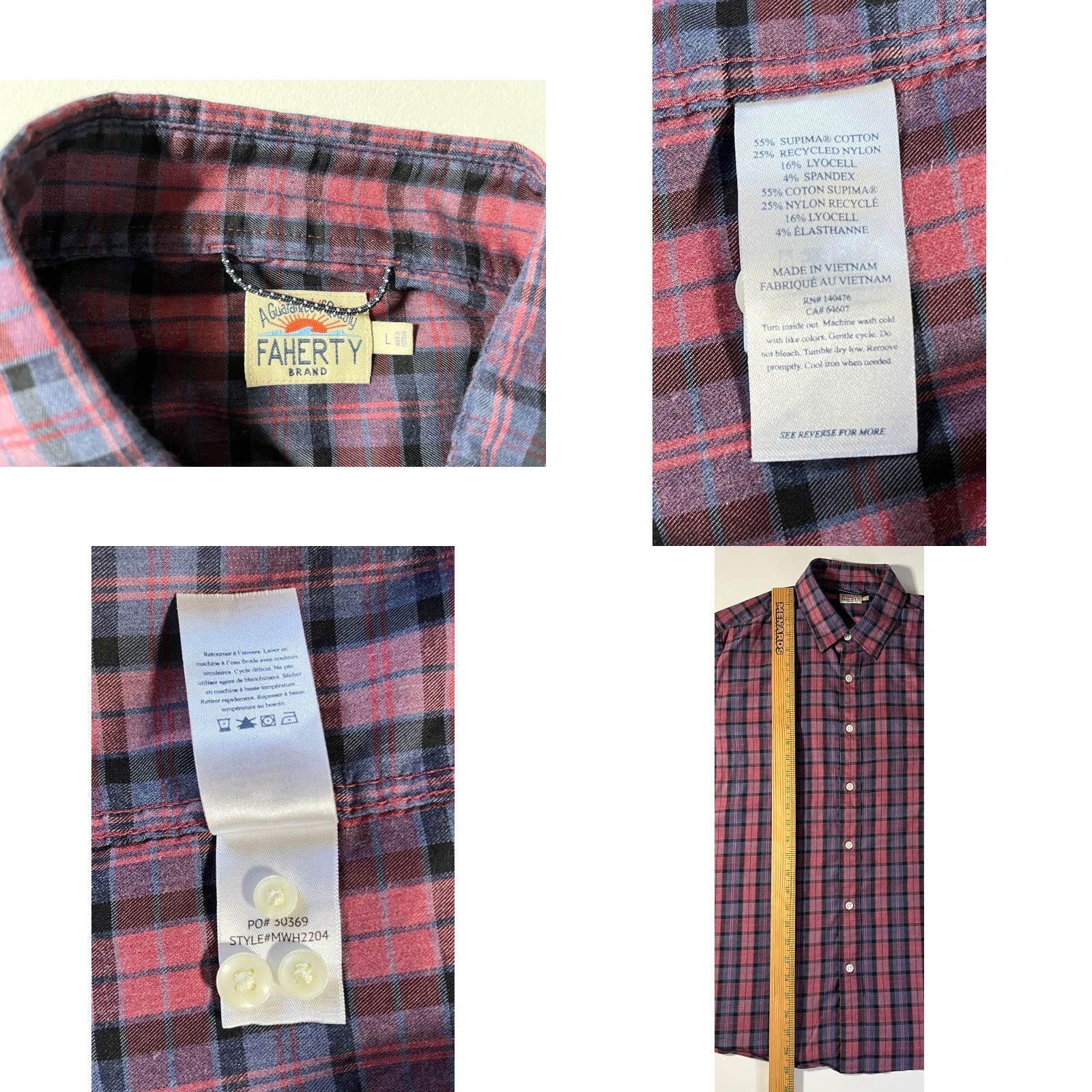 Faherty Faherty Movement Shirt Plaid Multicolor MWH2204 Button-Up Long Sleeve Cotton Blend Mens L Size US L / EU 52-54 / 3 - 8 Thumbnail