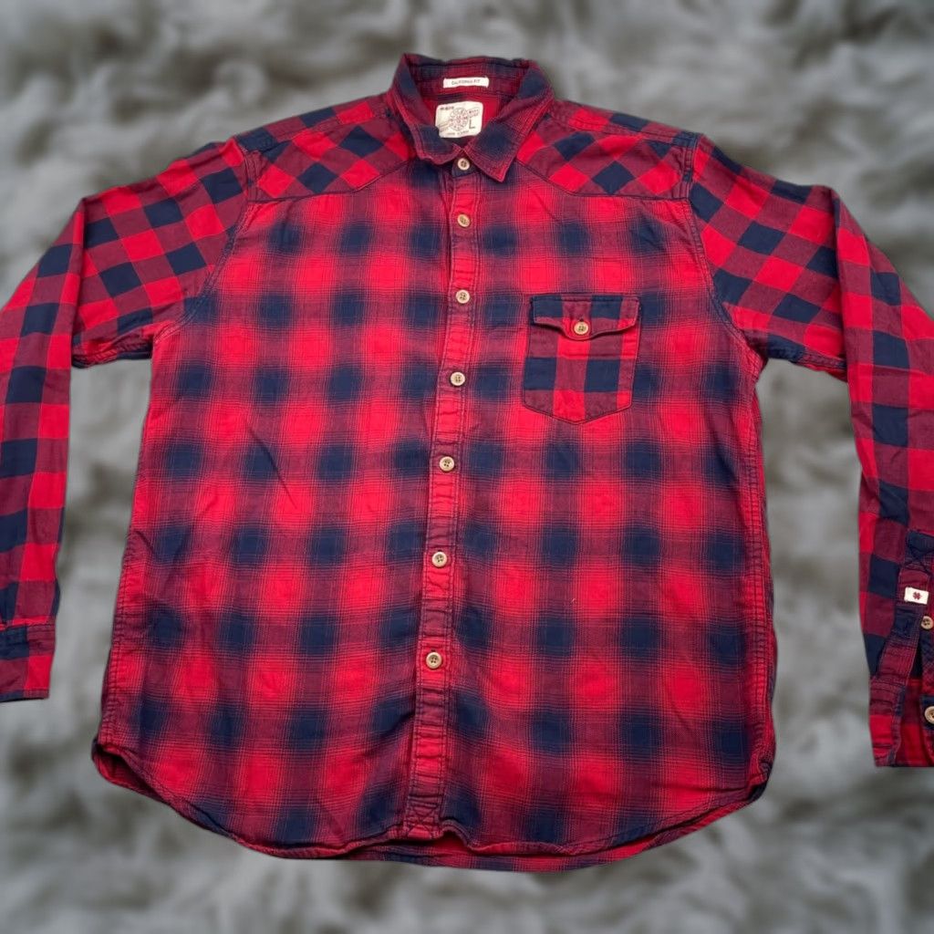 Lucky Brand Lucky Brand California Fit Flannel Shirt Red/Blue Plaid L Large Long Sleeve Button-Up Casual Mens Size US L / EU 52-54 / 3 - 1 Thumbnail