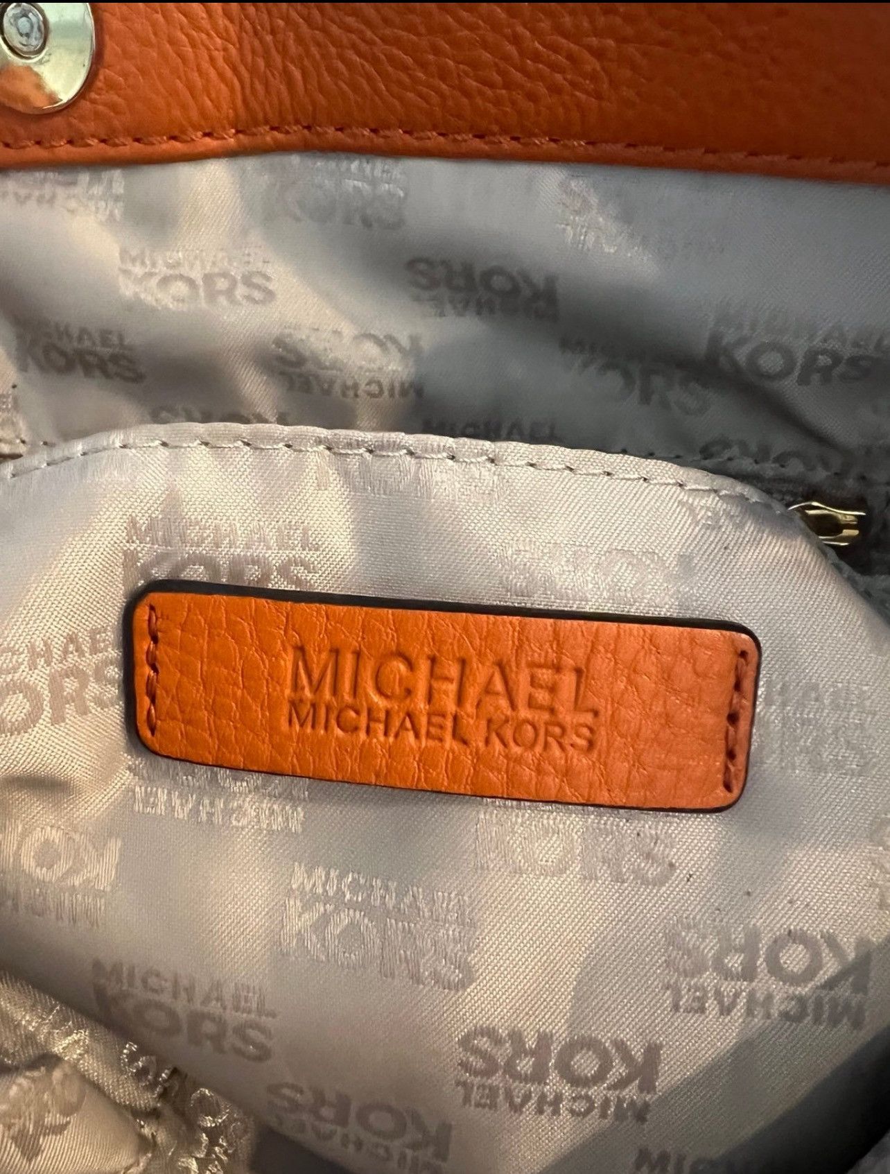 Michael Kors Michael Kors Orange Gold Studded Hobo Leather Bag Purse Size ONE SIZE - 7 Thumbnail