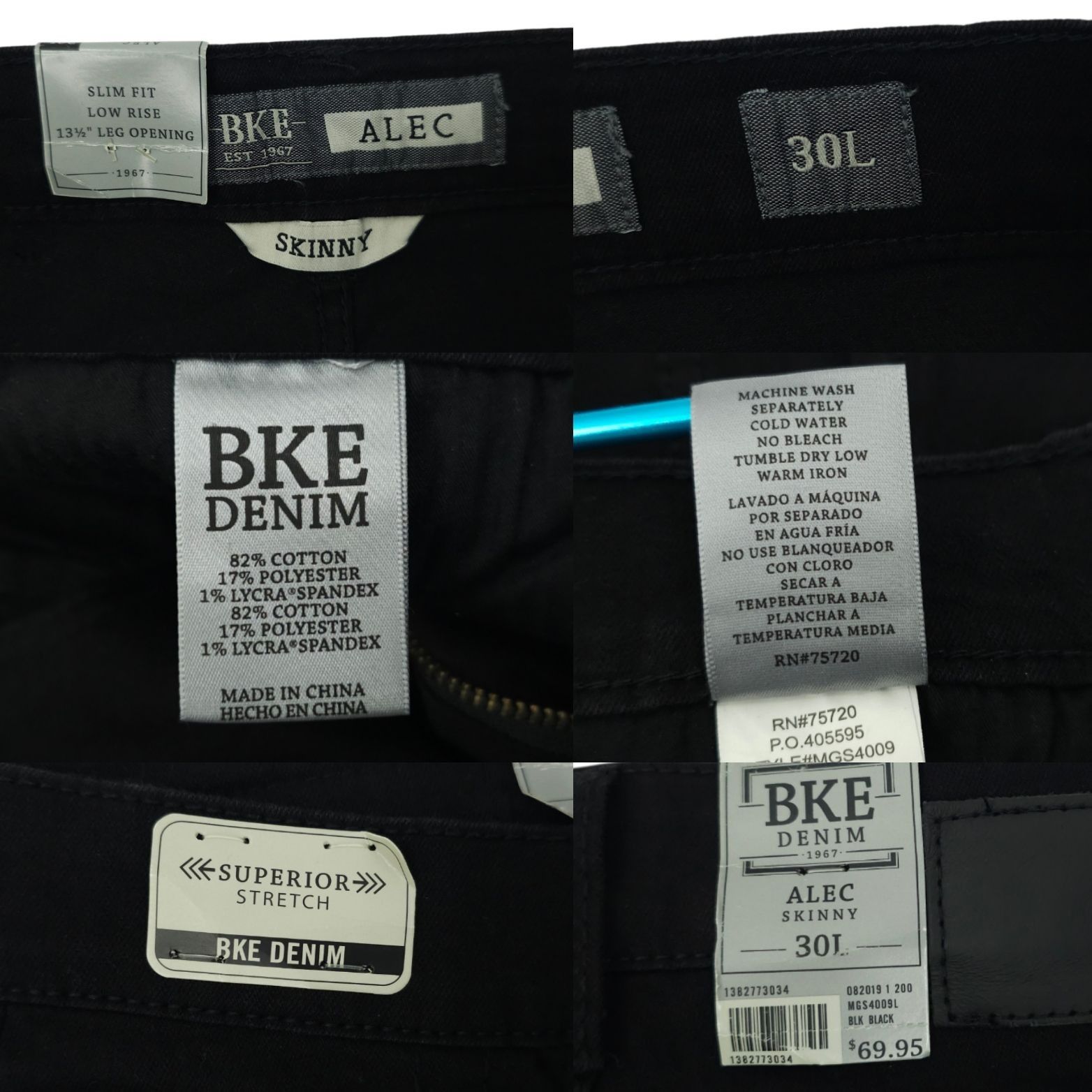 BKE BKE Alec Black Skinny Jeans 30L Slim Fit Alternative Indie Size US 30 / EU 46 - 8 Thumbnail