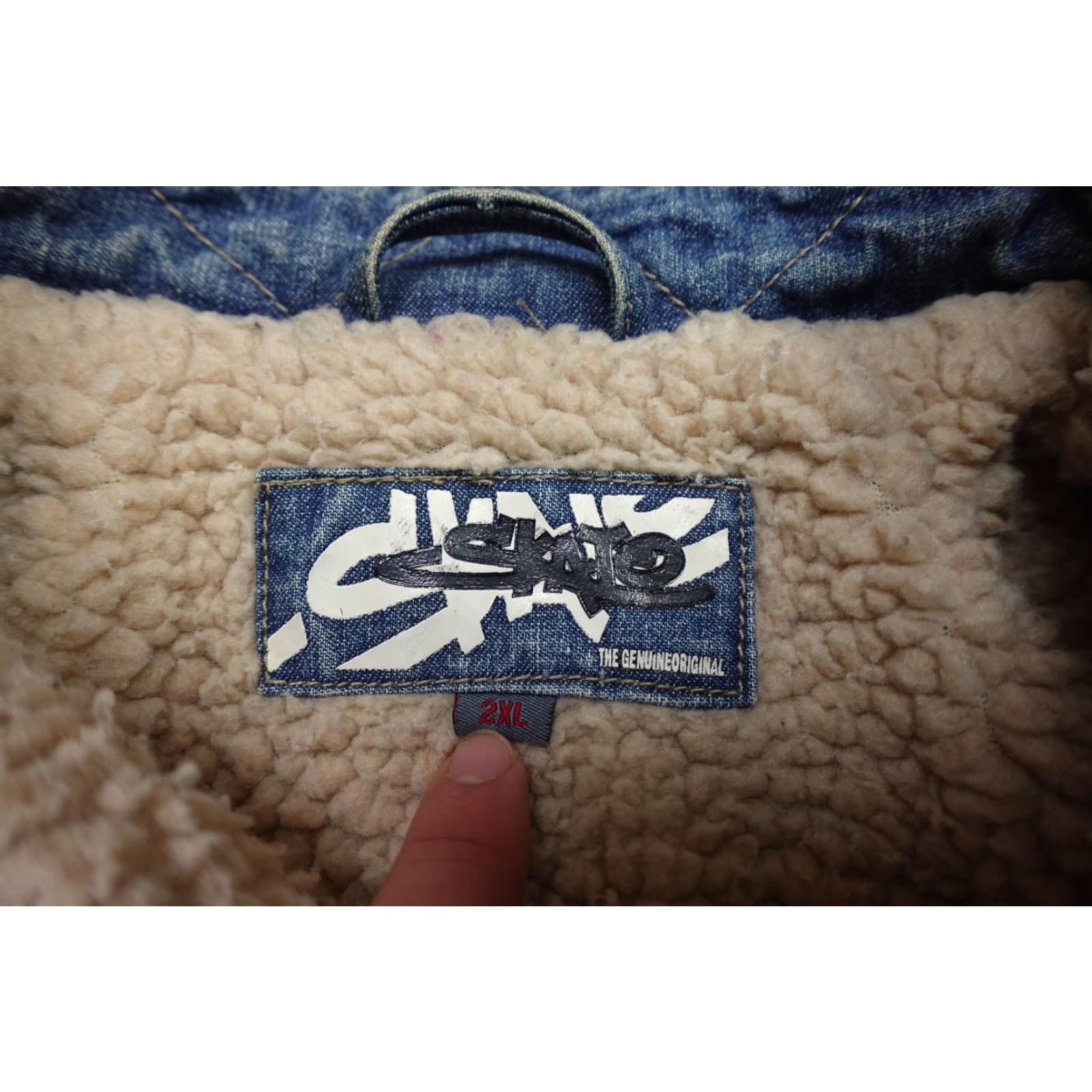 Denime VINTAGE Skate Denim Jacket Mens 2XL Blue Light Wash Sherpa Lined Bomber Jacket Casual Winter Size US XXL / EU 58 / 5 - 2 Thumbnail