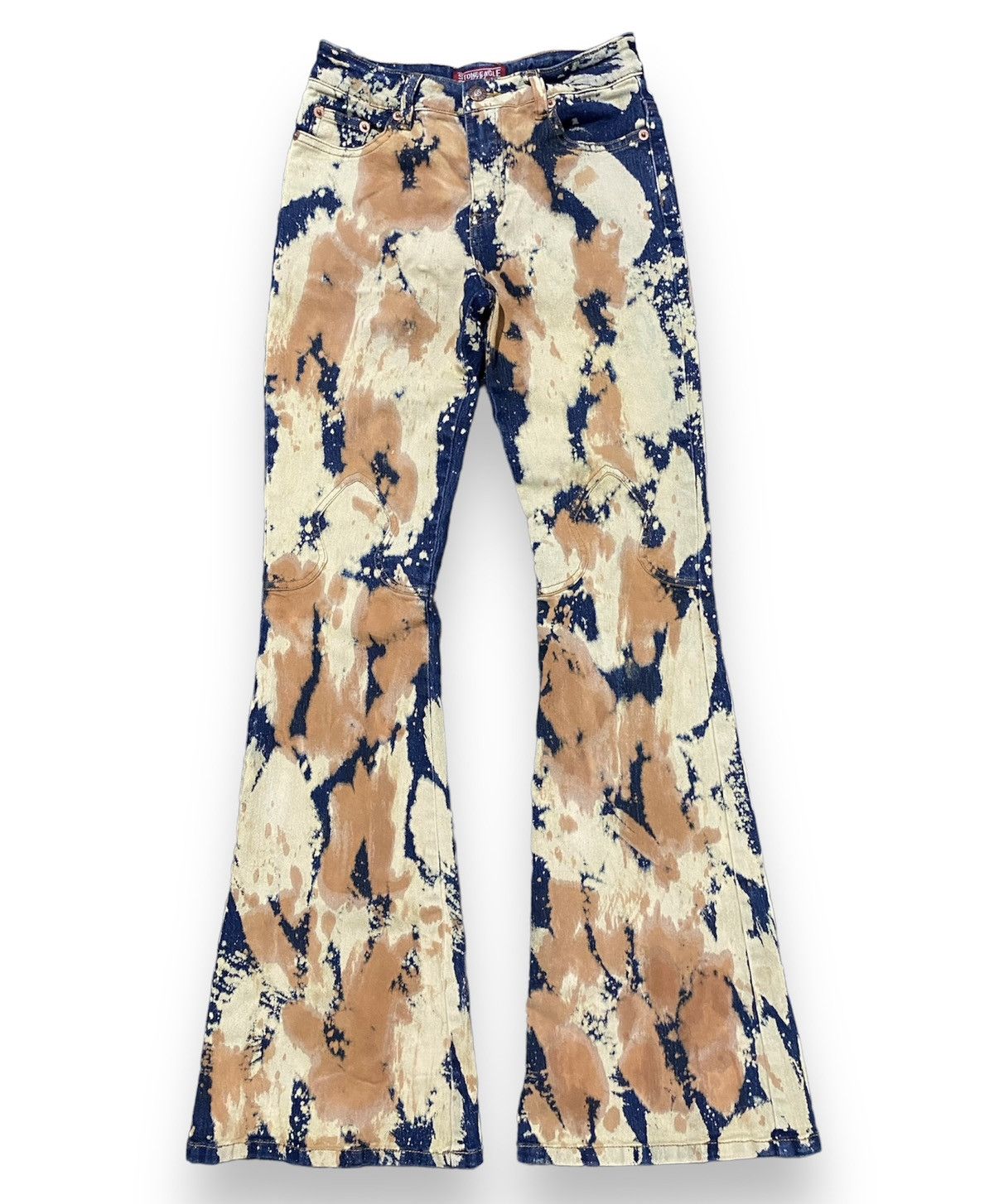 Crazy stone agle flared bleached denim pants LGB style