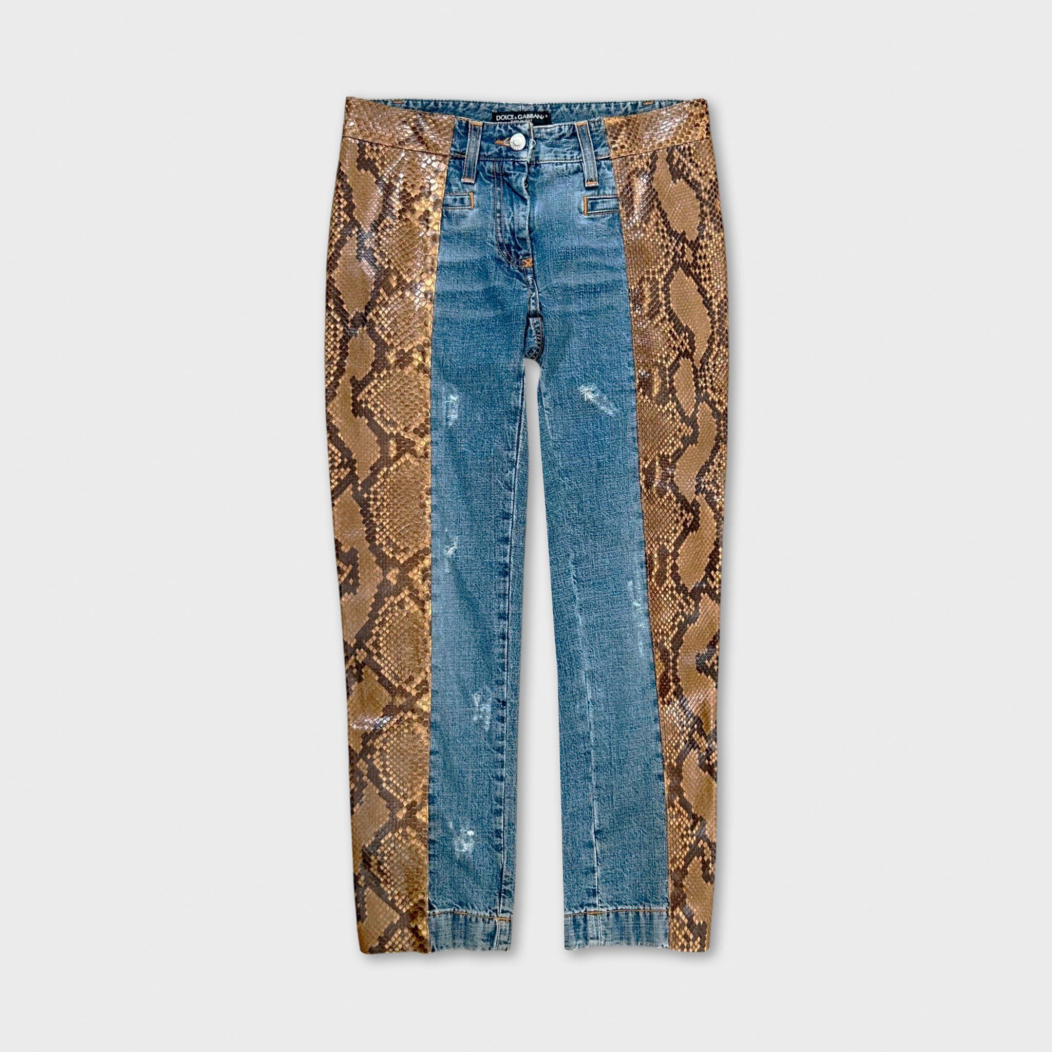 Dolce & Gabbana Dolce & Gabbana Geniune Python Light Blue Denim Pants Size US 29 - 1 Thumbnail