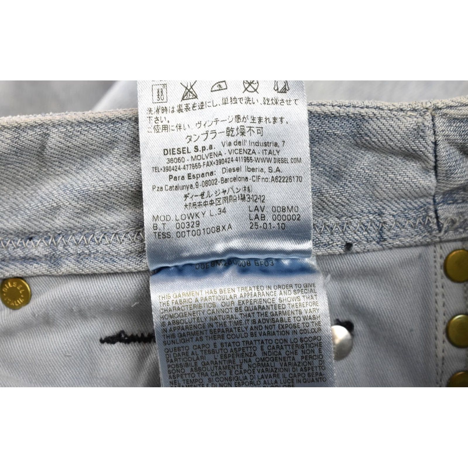 Diesel DIESEL Lowky 008M0 Jeans Women W25/L34 Low Waist Studs Denim Jeans Regular Zip Fly Blue 008M0 Womens Jeans Size 42" / US 20 - 6 Thumbnail