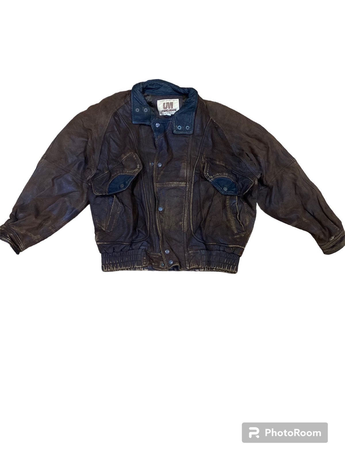 Vintage UOMO MARE leather bikers jacket - A