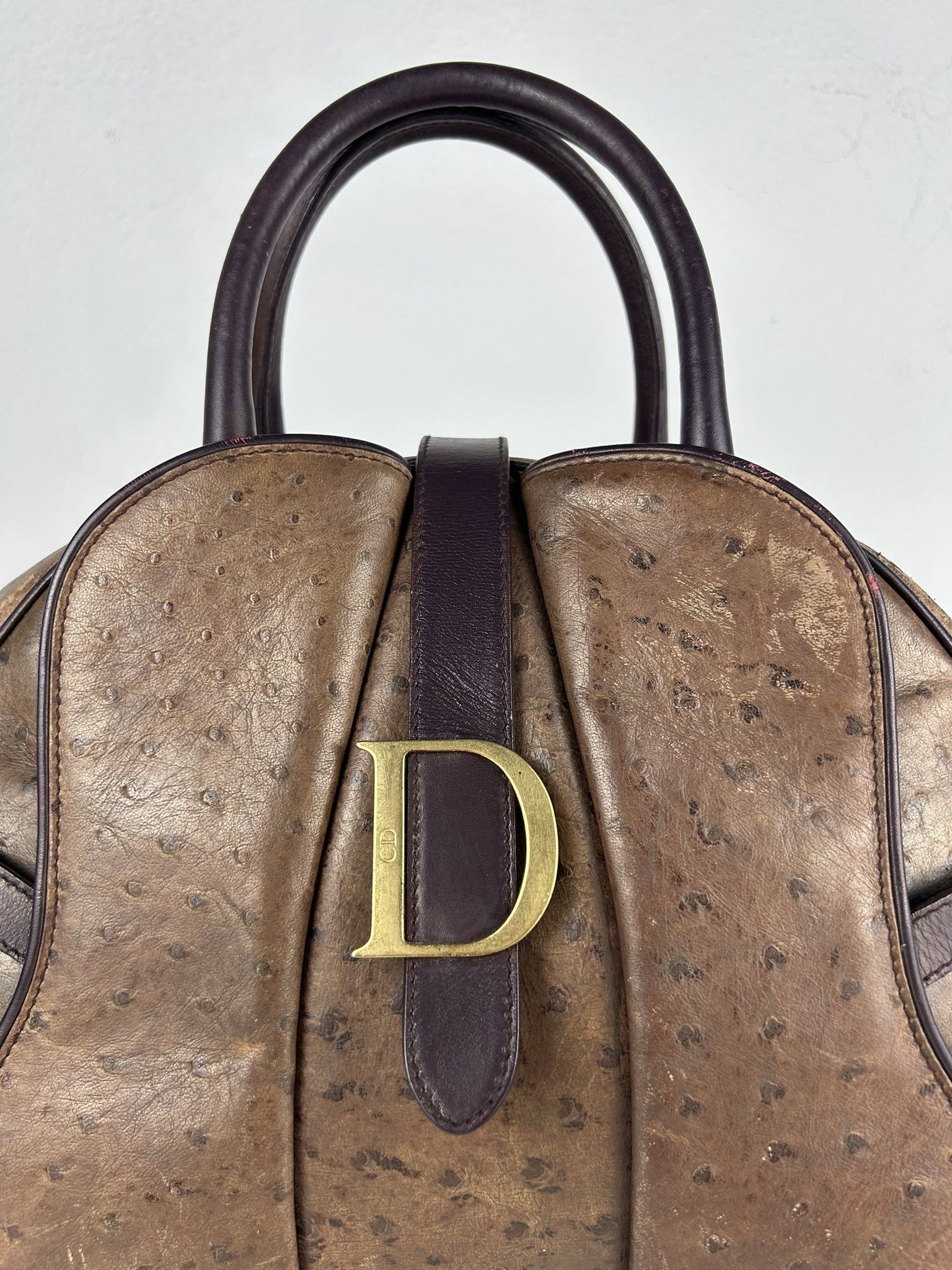 Dior 2000 Dior by John Galliano double saddle leather bowling bag Size ONE SIZE - 10 Thumbnail