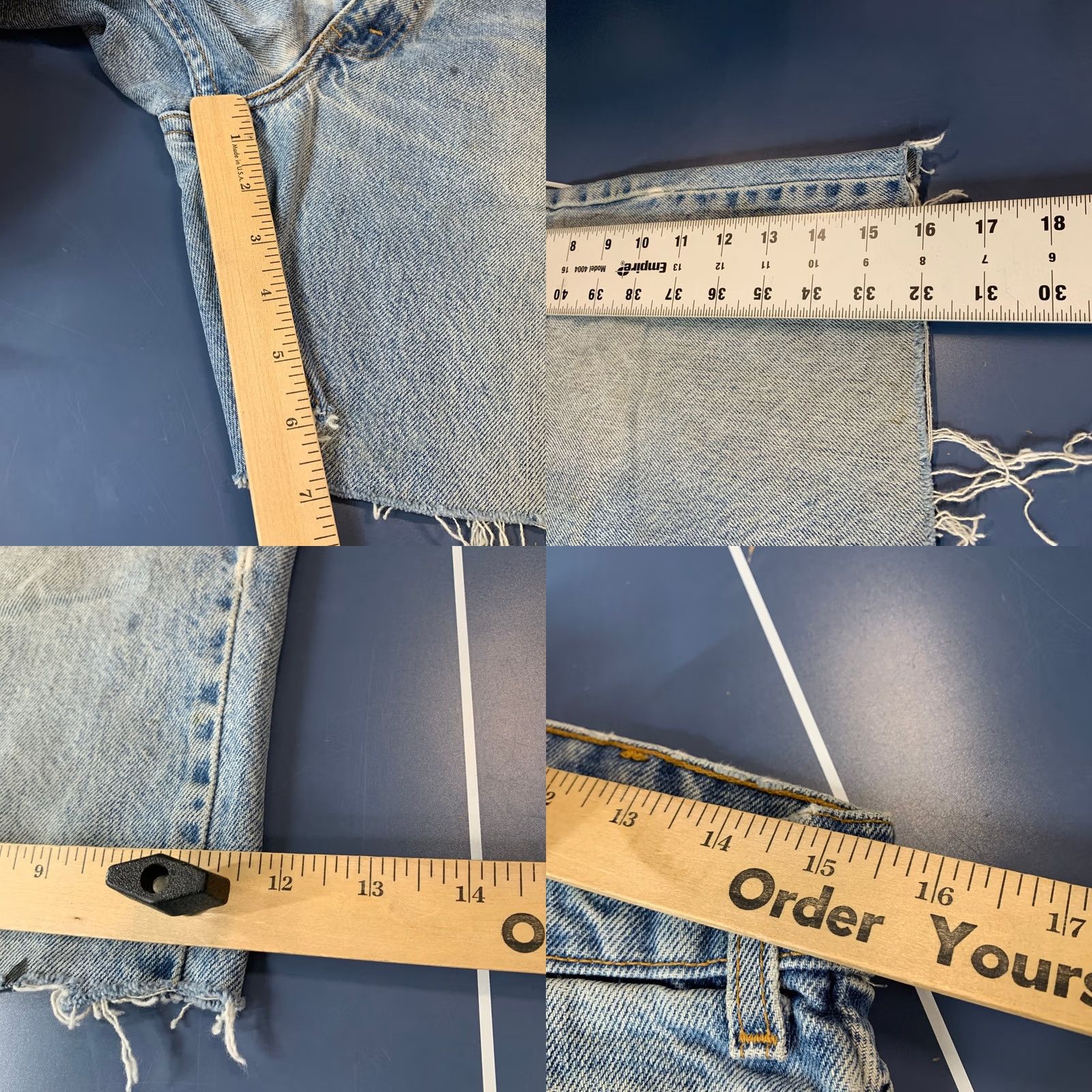 Levi's VINTAGE Levi's 550 Denim Shorts Men 30x7 Tag 34 Blue Orange Tab Cut Off Jean USA Bermuda Shorts Men 34 Blue 90s Mens Size US 34 / EU 50 - 9 Thumbnail