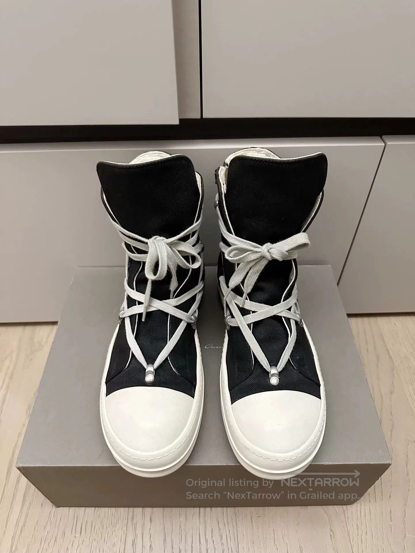 Rick Owens Drkshdw Rick Owens DRKSHDW High-Top Canvas Sneakers. Size US 7 / EU 40 - 1 Thumbnail