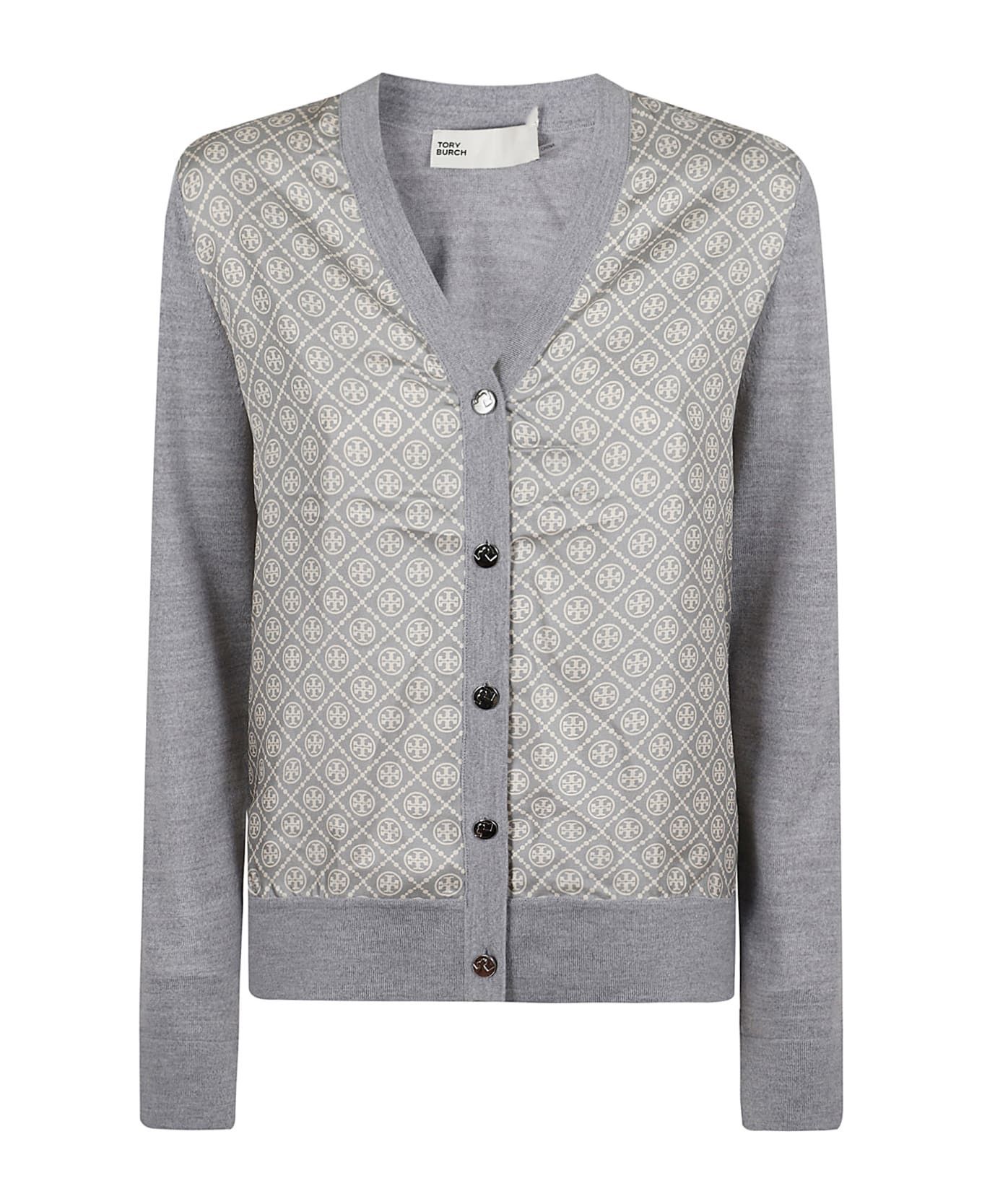 Tory Burch o1s22i1n1024 Silk Insert Cardigan in Grey Size S / US 4 / IT 40 - 1 Thumbnail
