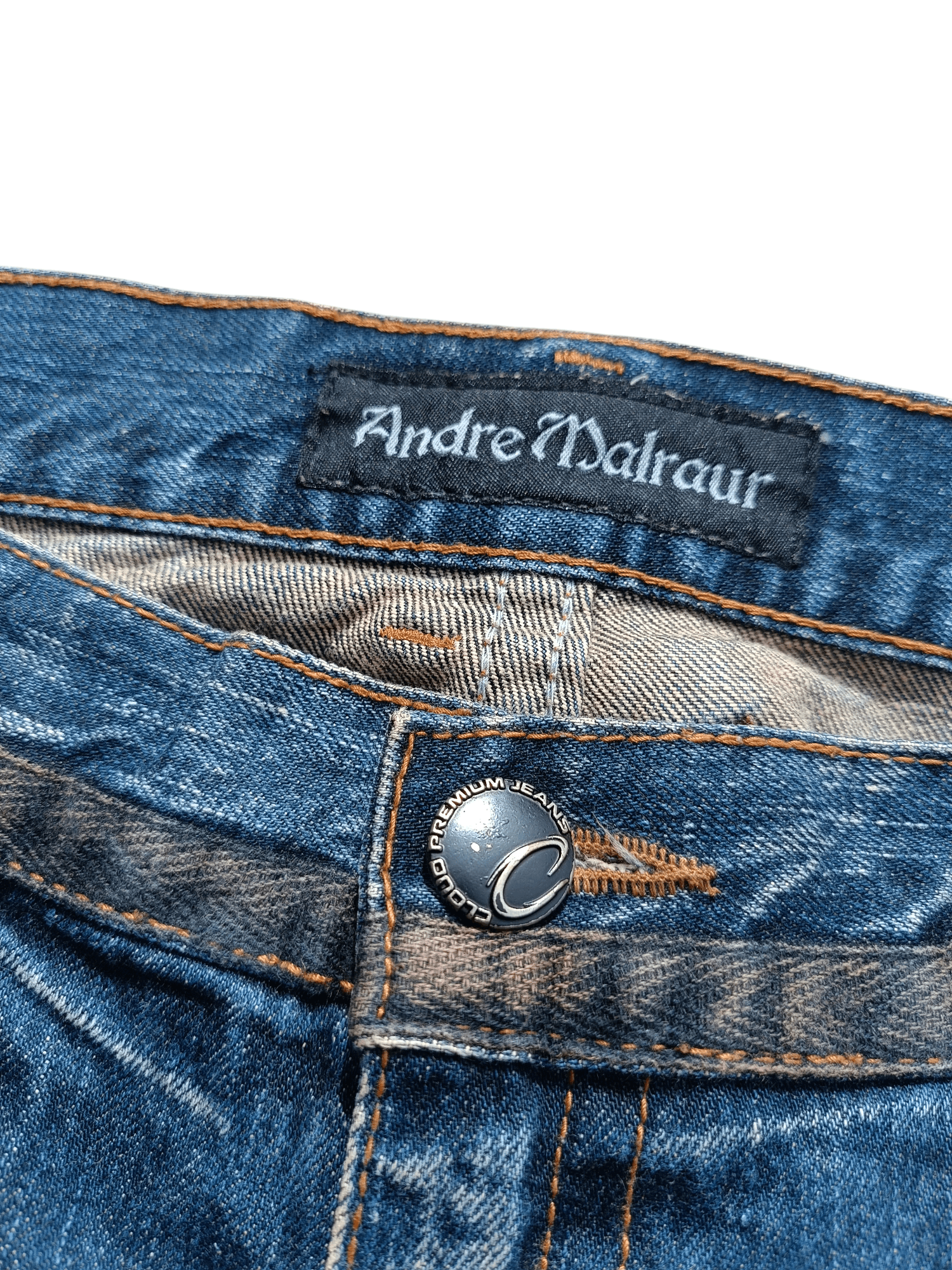 Designer RARE Andre Malraur Distressed Skull + Embroidery Angel Denim Size US 36 / EU 52 - 11 Thumbnail