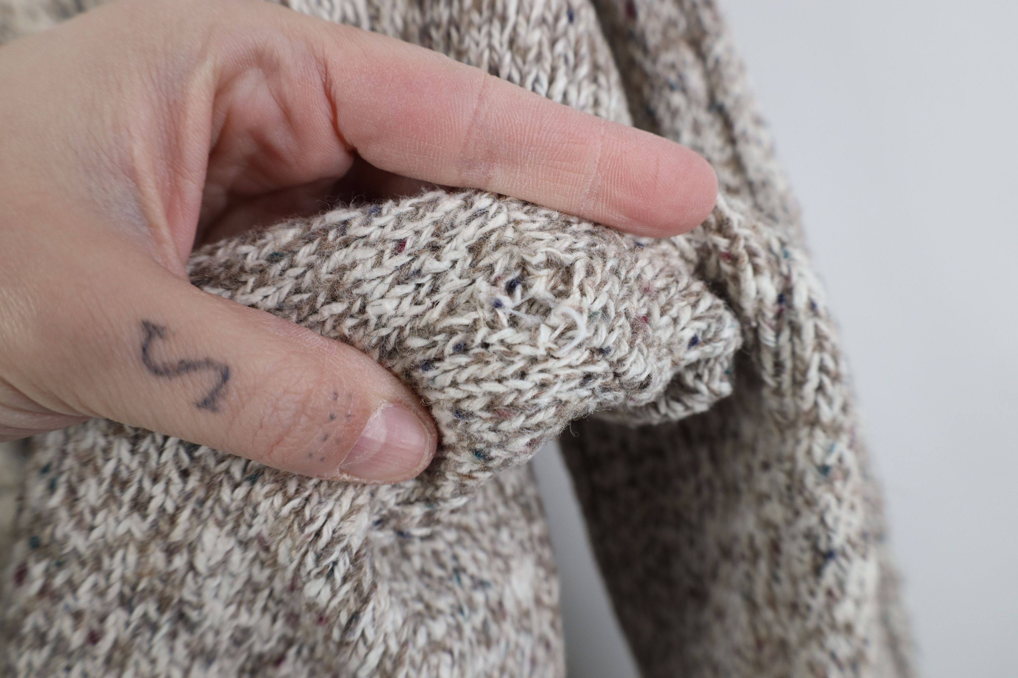 Vintage Vintage 90s Streetwear Marled Knit Henley Sweater Fleck Size L / US 10 / IT 46 - 9 Thumbnail
