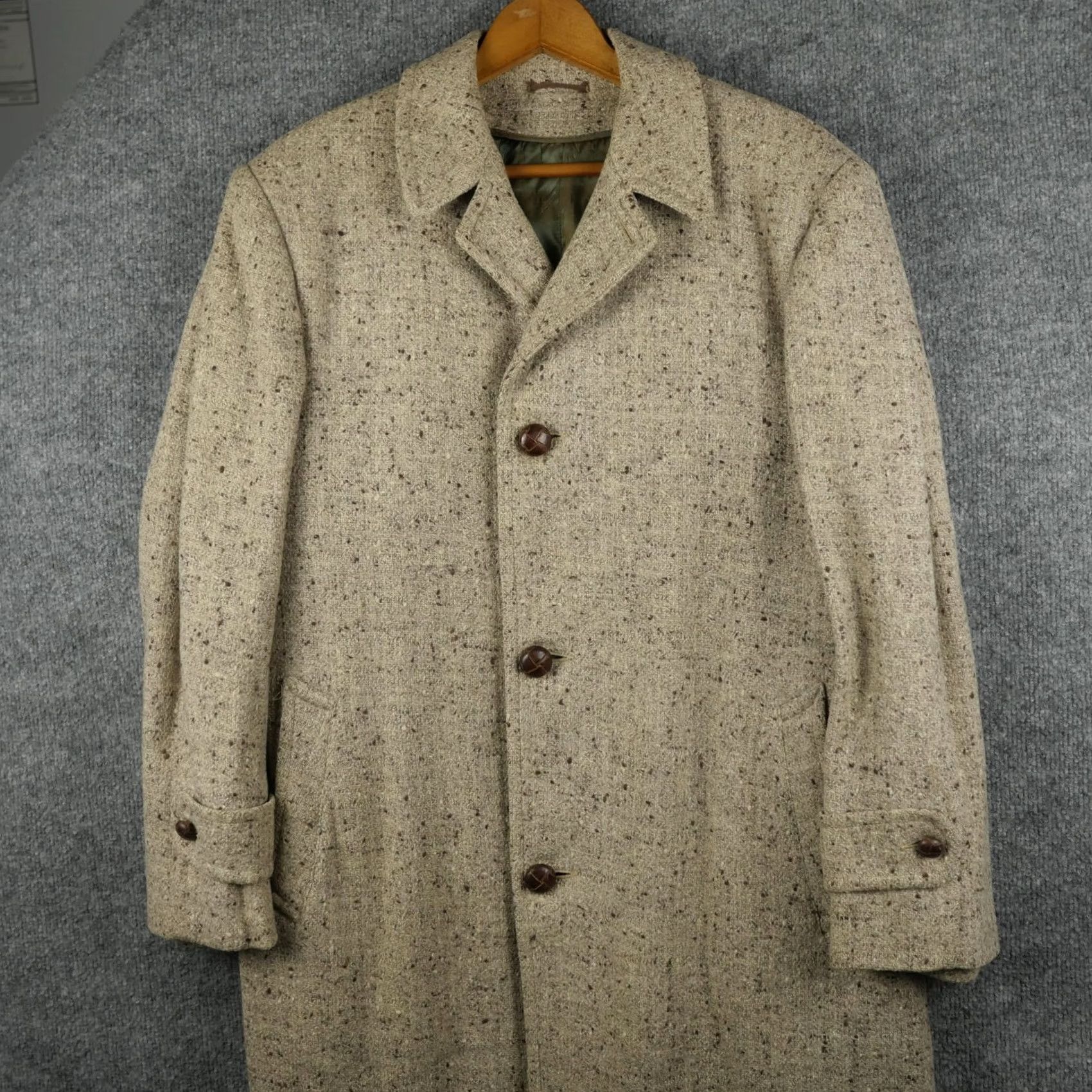Vintage VINTAGE Marshall Field & Company Coat Mens 40 Wool Tweed Overcoat Cravenette Size US XXS / EU 40 - 3 Thumbnail