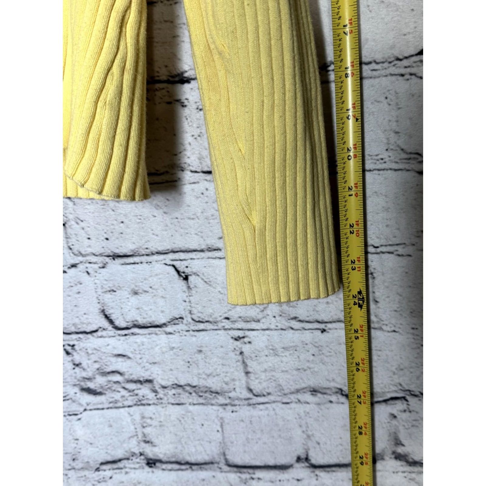 Vintage Chadwick's Cardigan Yellow Ribbed Cotton Blend Long Sleeve Button Crew Neck Size L Womens Size L / US 10 / IT 46 - 4 Thumbnail