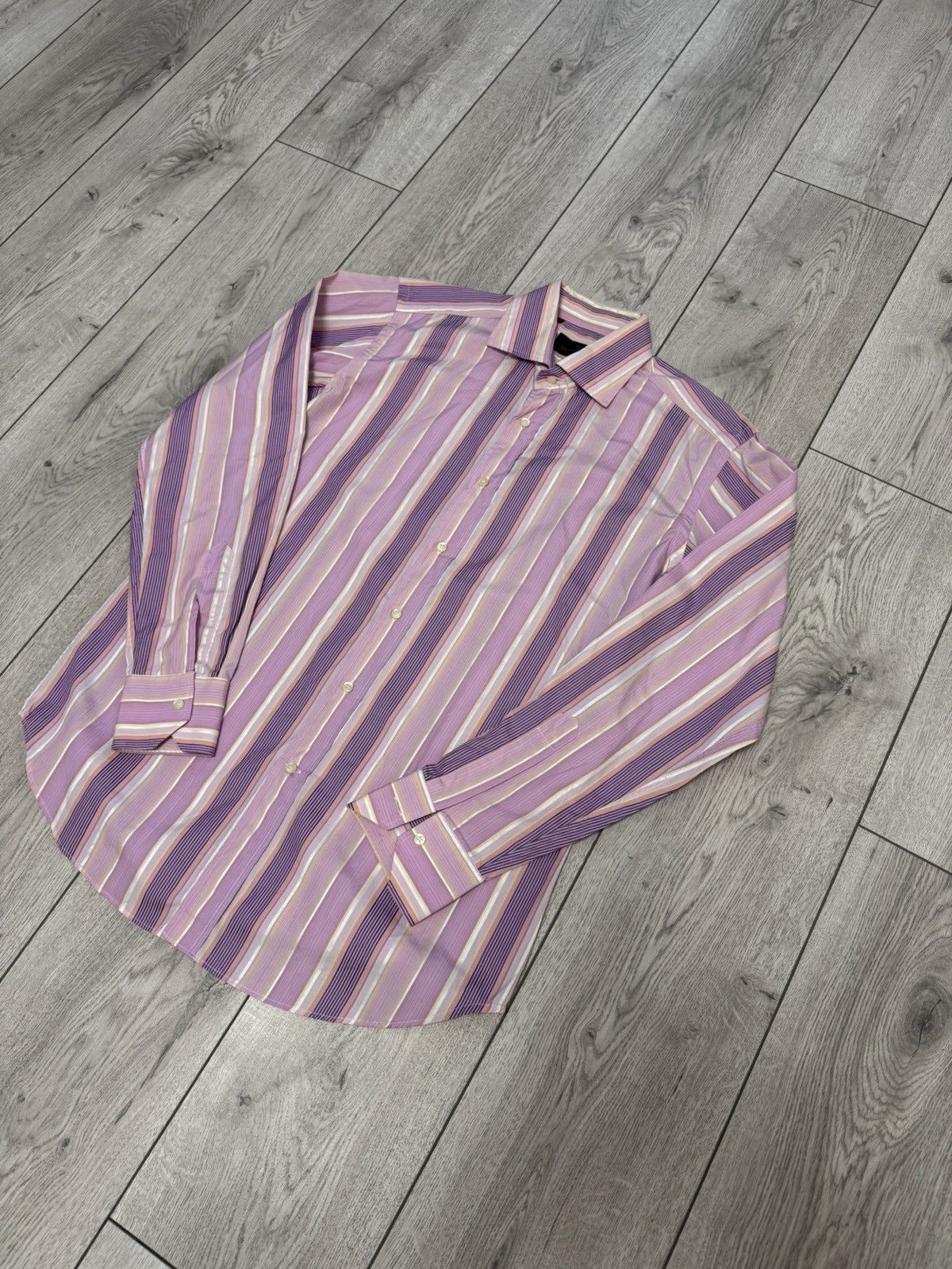 Etro Etro men’s long sleeve button up striped shirt size 39 pink Size US S / EU 44-46 / 1 - 2 Thumbnail