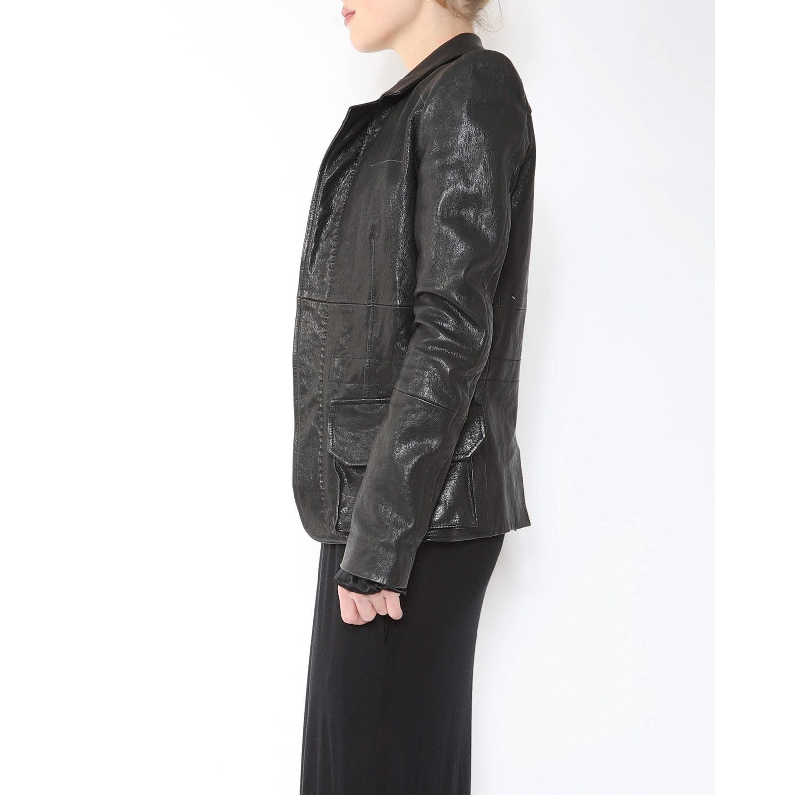 Haider Ackermann FW16 Military Blazer in Black Leather Size XS / US 0-2 / IT 36-38 - 3 Thumbnail