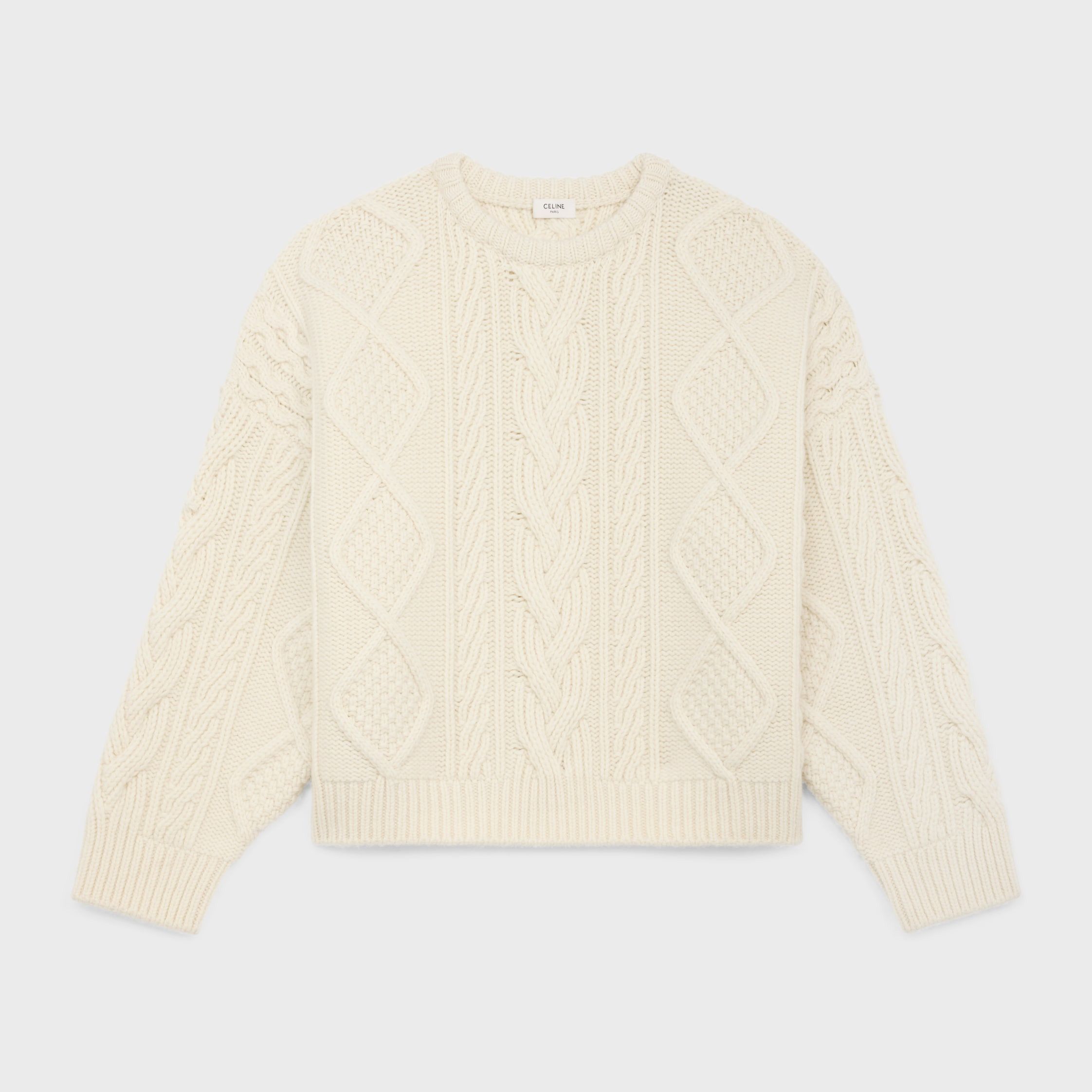 Celine OVERSIZED CREW NECK SWEATER IN CASHMERE ARAN off white Size US XS / EU 42 / 0 - 1 Thumbnail