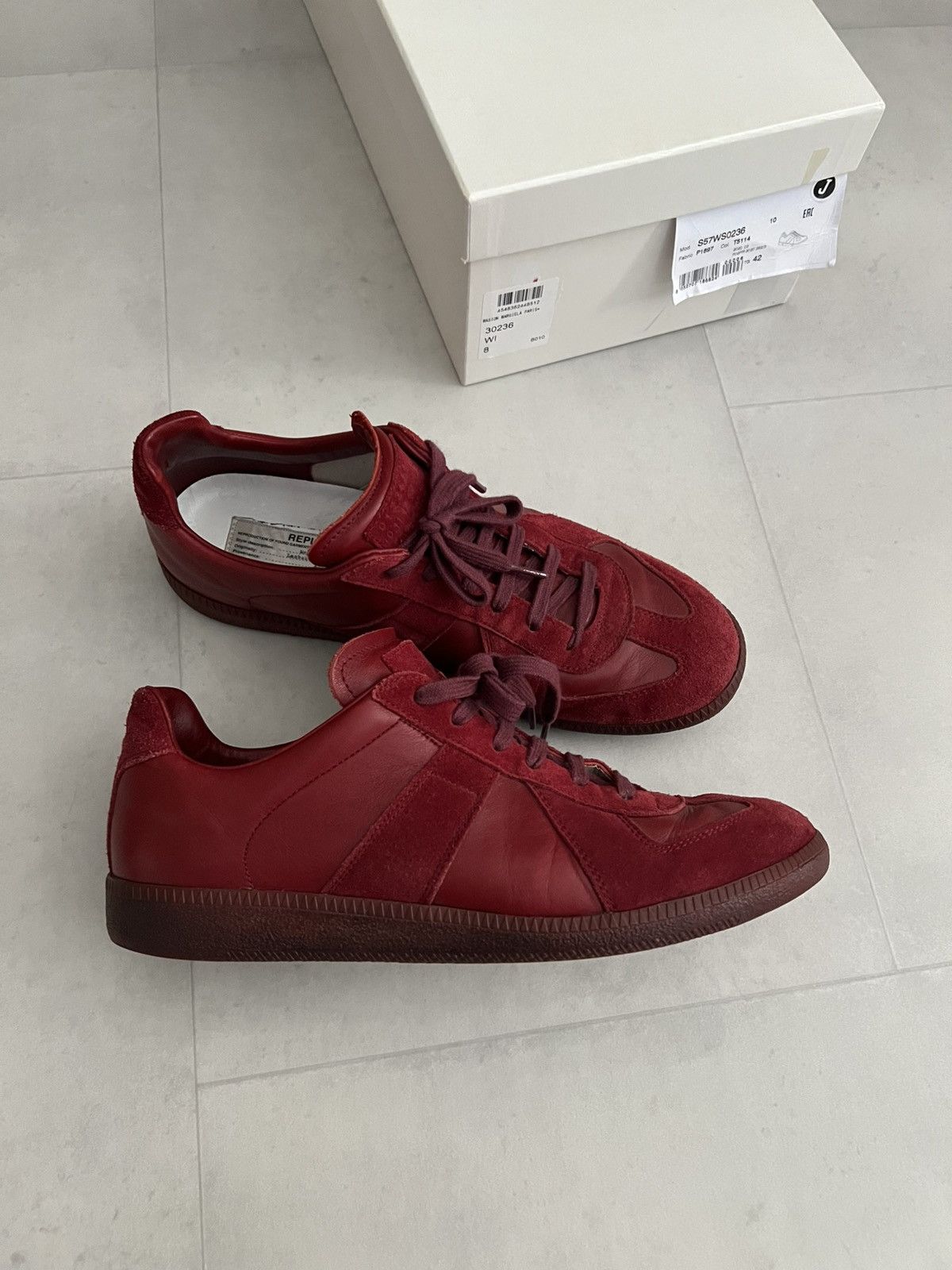 Pre-owned Maison Margiela Ox Blood Gat Shoes