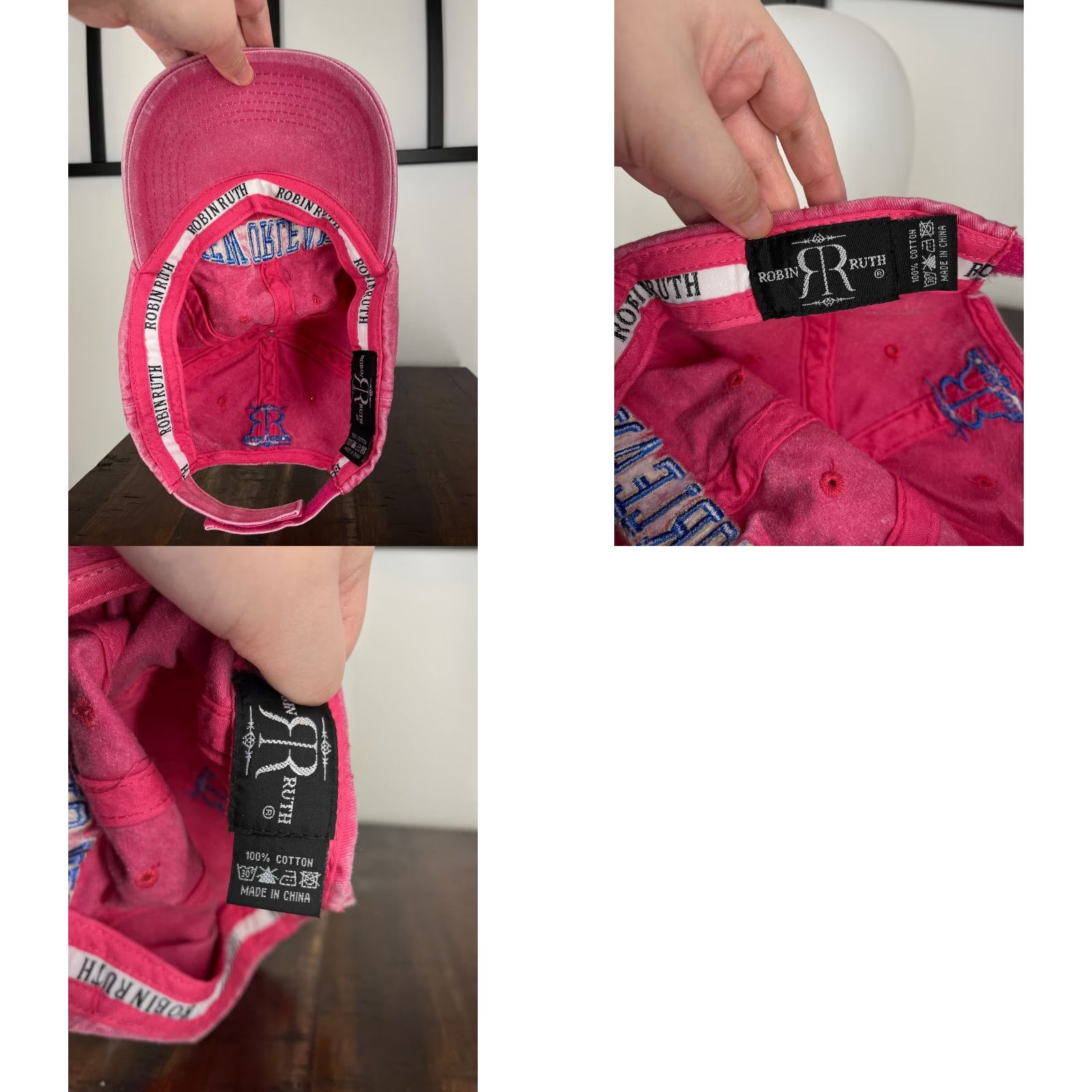 Vintage New Orleans Original 1718 Hat Cap Strap Back Adult One Size Pink 100% Cotton Size ONE SIZE - 9 Thumbnail