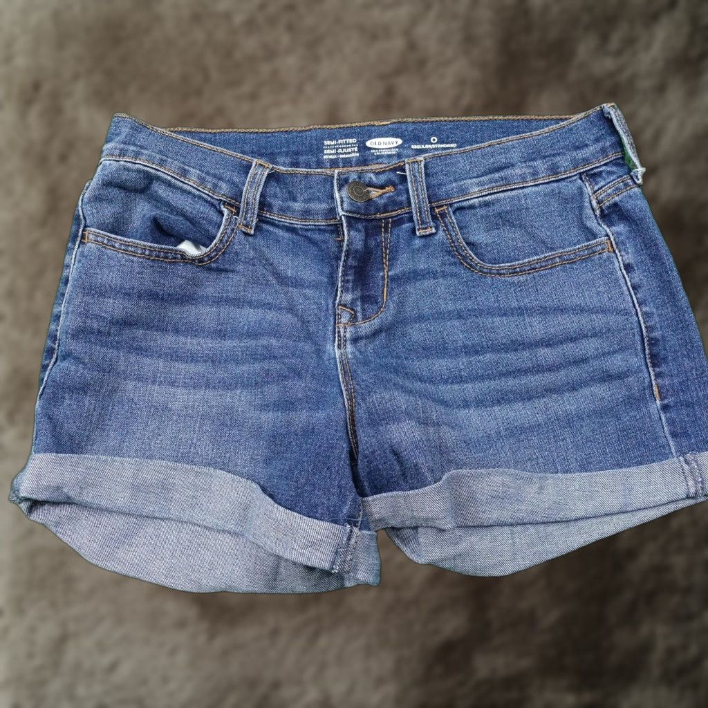 Old Navy Old Navy Shorts 0 Womens Blue Denim 28x3 Semi Fitted Stretch Cuffed Casual Jean Size 25" / US 0 / IT 36 - 1 Thumbnail