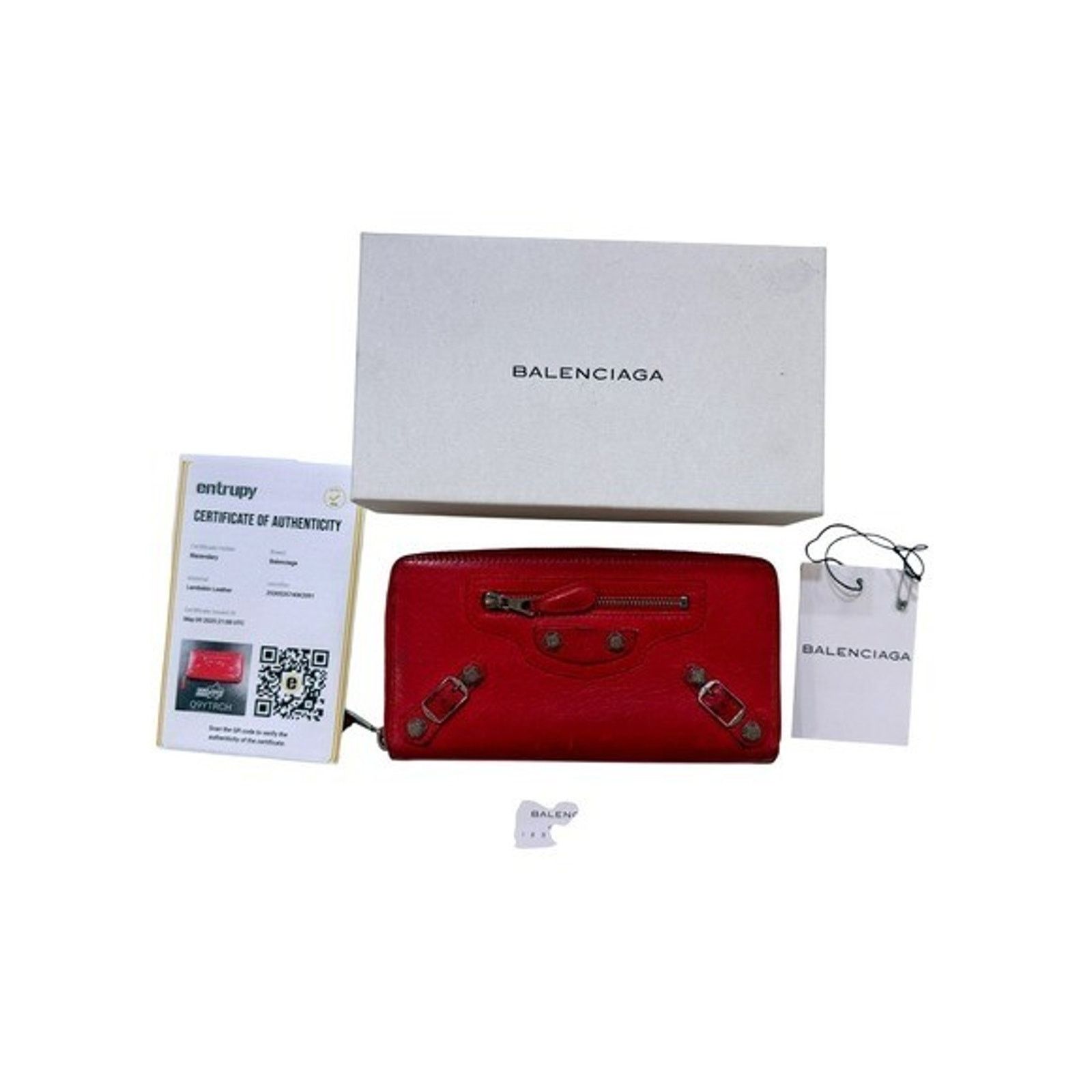Balenciaga Balenciaga Wallet Women's Red Leather Zip Around City Moto Size ONE SIZE - 2 Thumbnail