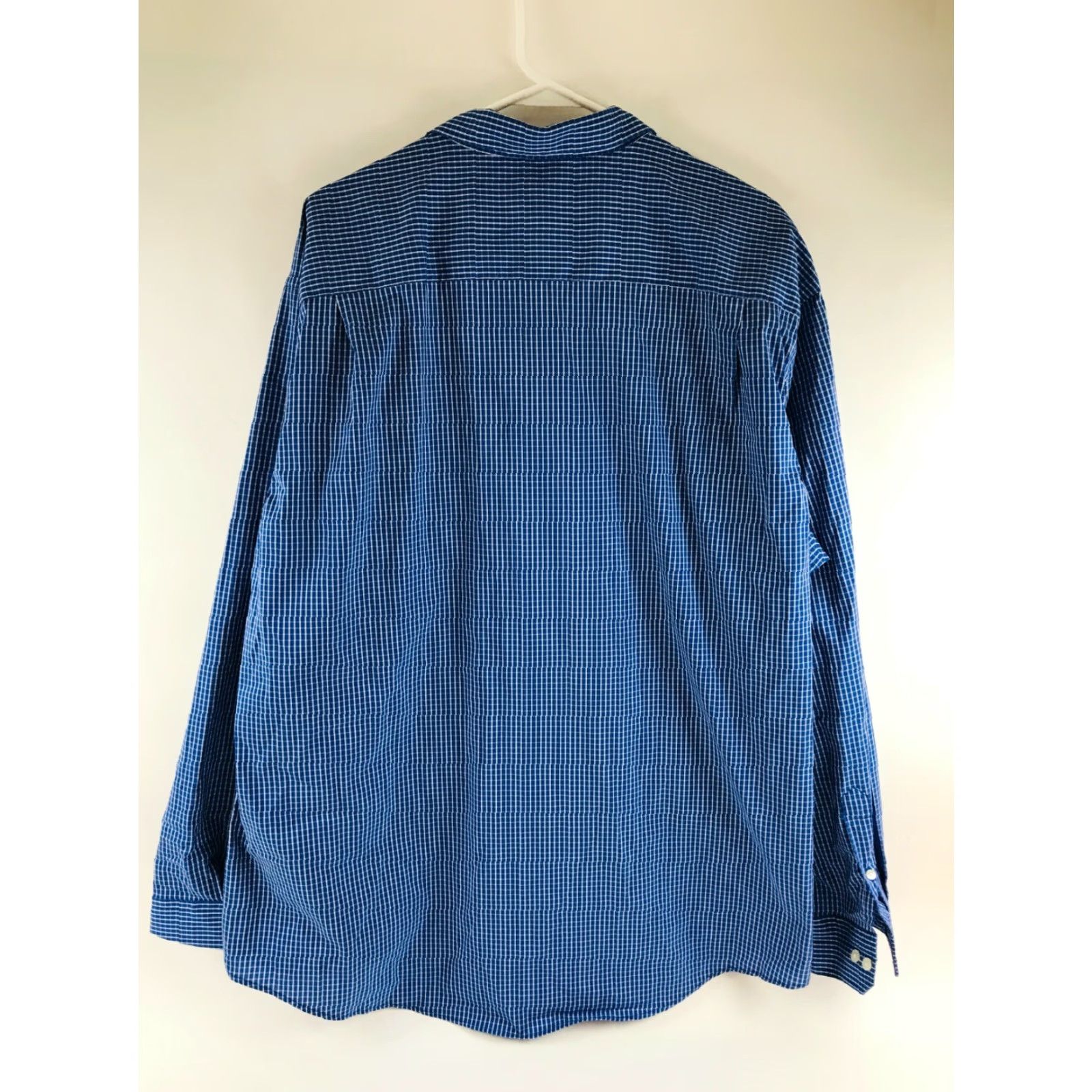 Van Heusen Van Heusen Shirt Men 2XL Blue White Check Long Sleeve Pocket Button Up Size US XXL / EU 58 / 5 - 2 Thumbnail