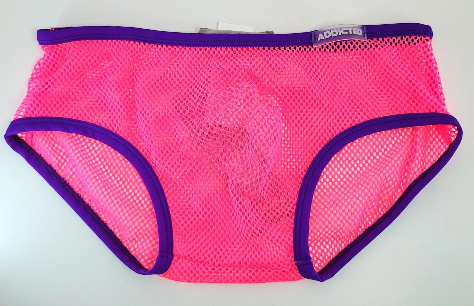 14th Addiction ADDICTED Mens L / 34 Fever Mesh Briefs Neon Pink Purple NEW Size ONE SIZE - 1 Thumbnail