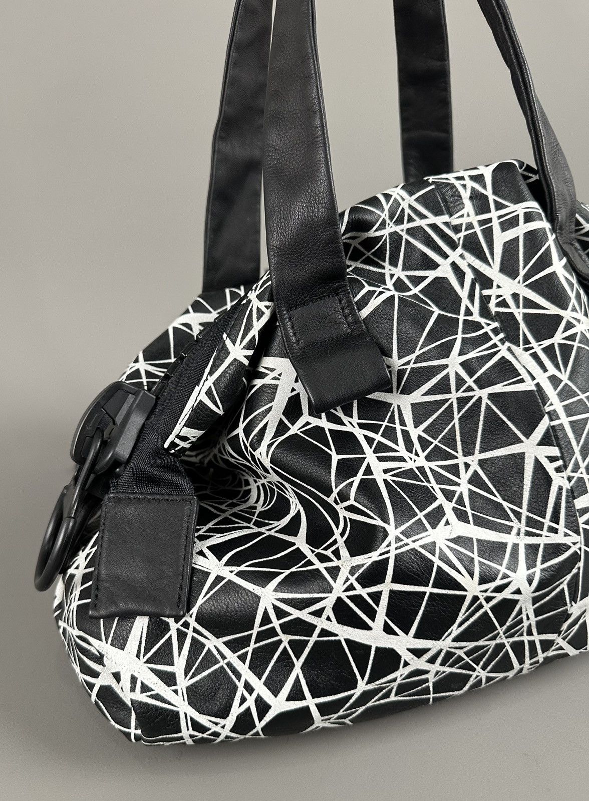 Yohji Yamamoto Kawa - Kawa Big Zipper Abstract Print Leather Hand Bag Size ONE SIZE - 4 Thumbnail