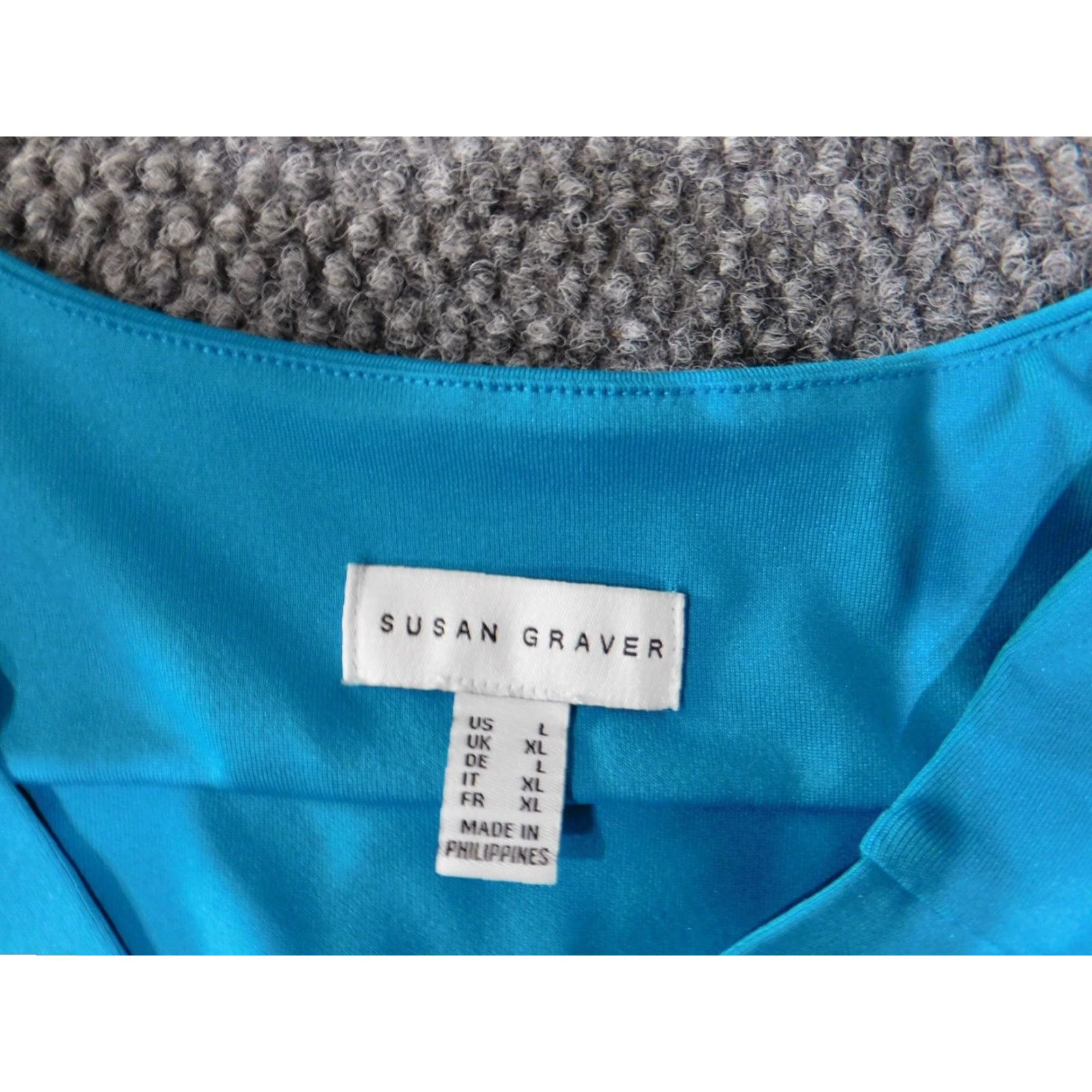 Vintage Susan Graver Blouse Shirt Womens Large Blue V-Neck Pullover Stretch Casual Shirt Women Size L / US 10 / IT 46 - 5 Thumbnail