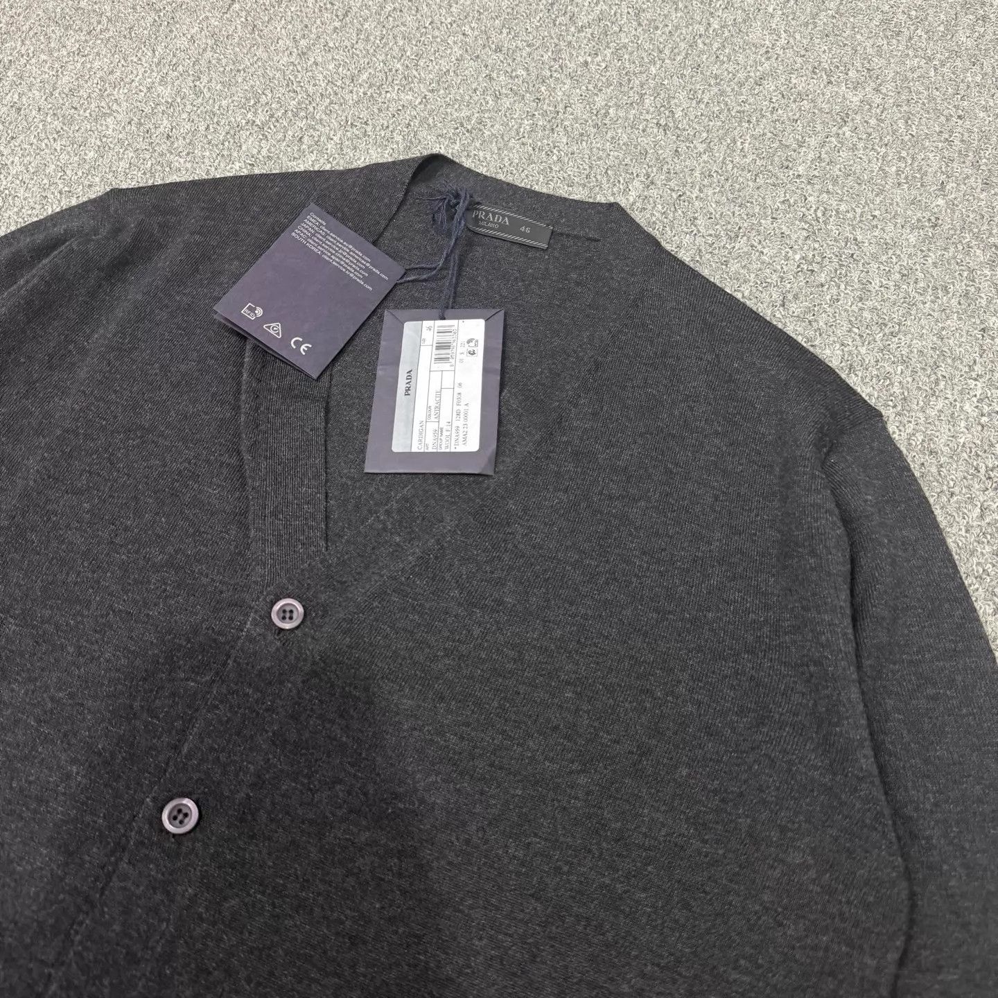 Prada Prada Gray Classic Wool Knit Cardigan Unused 46 Tags Size US S / EU 44-46 / 1 - 3 Thumbnail