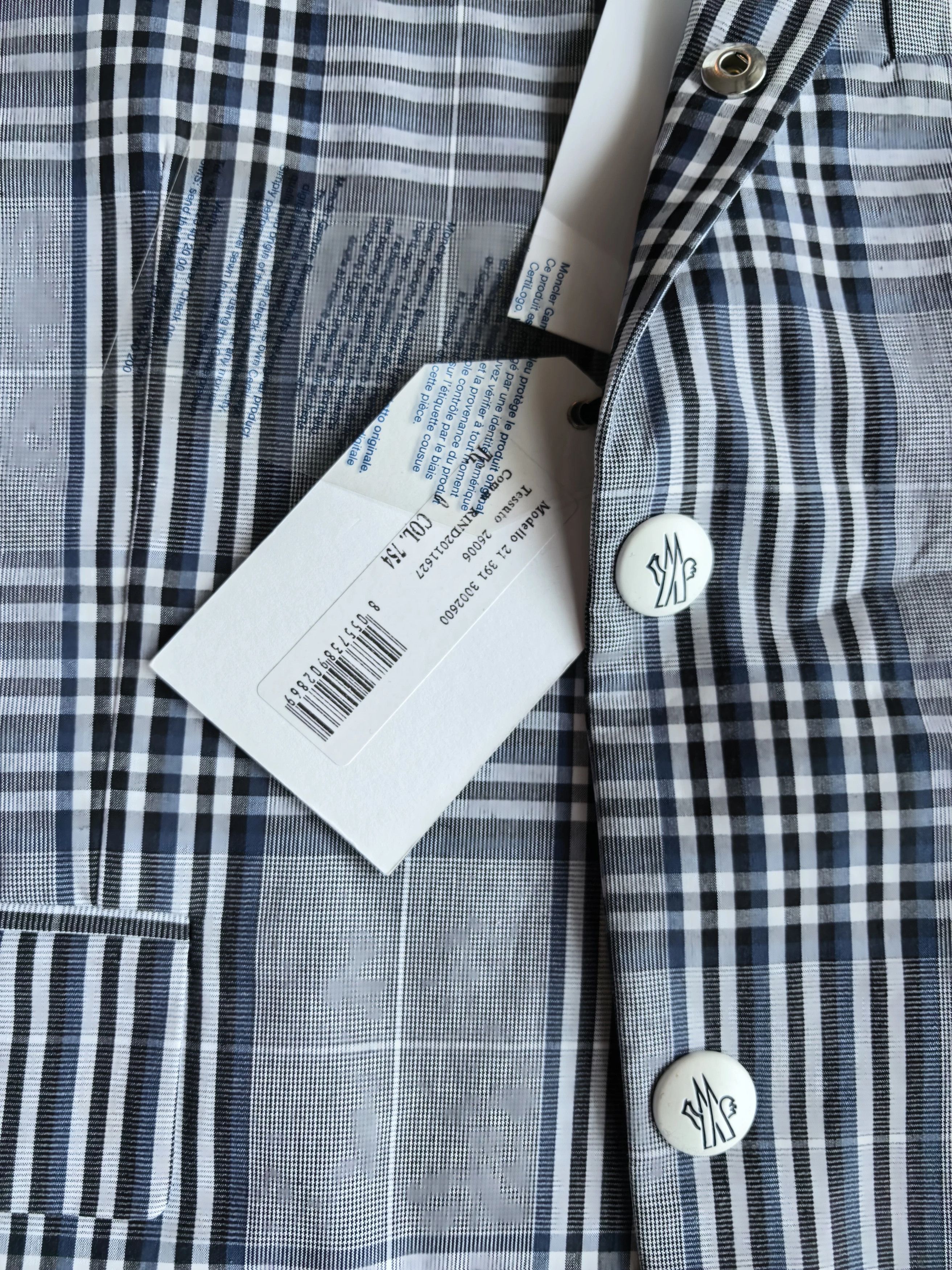 Moncler Moncler New With Tags Gray Check Cotton Suit Jacket Size US XS / EU 42 / 0 - 3 Thumbnail