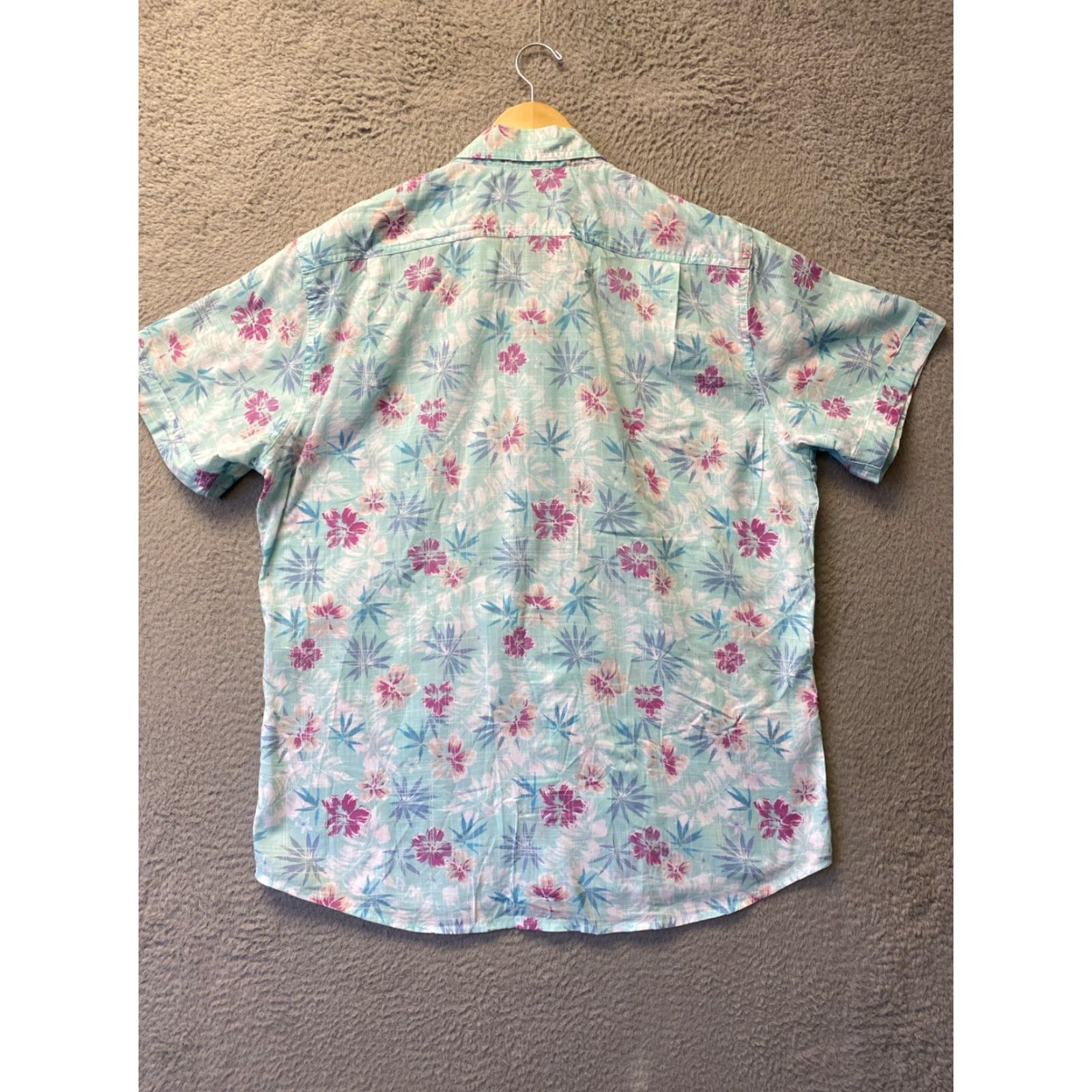 Izod IZOD Saltwater Men's Short Sleeve Cotton Button-Down Shirt XL Blue Floral Casual Size US XL / EU 56 / 4 - 7 Thumbnail
