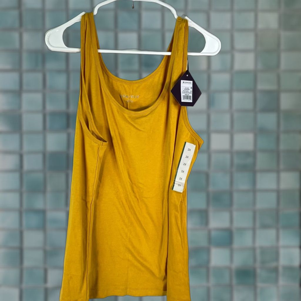 Vintage VINTAGE Ava & Viv Women's Tank Top Size XXL 20W Yellow Cotton Blend Basic Casual Summer Women Size 3XL / US 20-22 - 1 Thumbnail