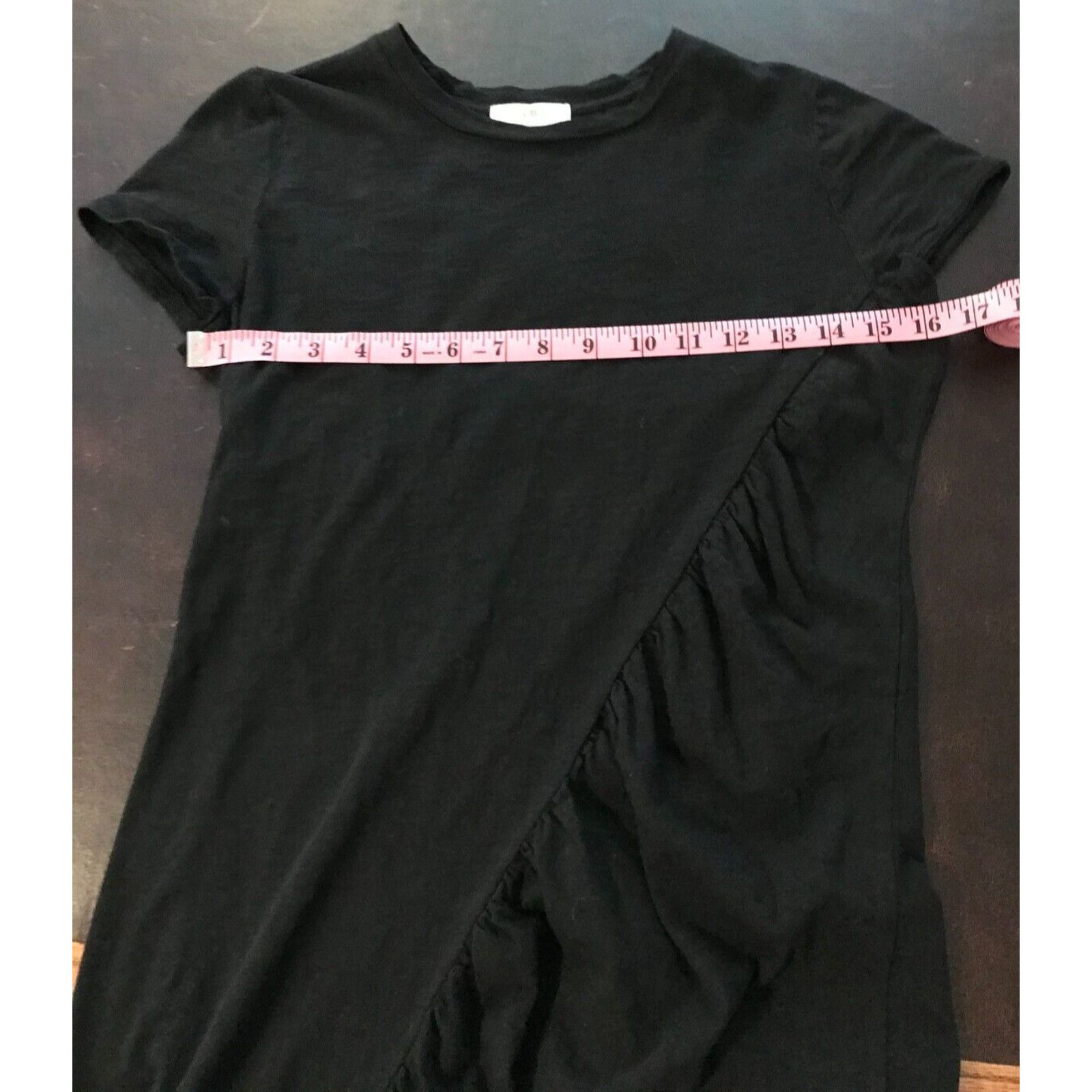 Anthropologie Anthropologie t.la Black Ruched Tee Mini Short Sleeve Dress Size XS / US 0-2 / IT 36-38 - 4 Thumbnail