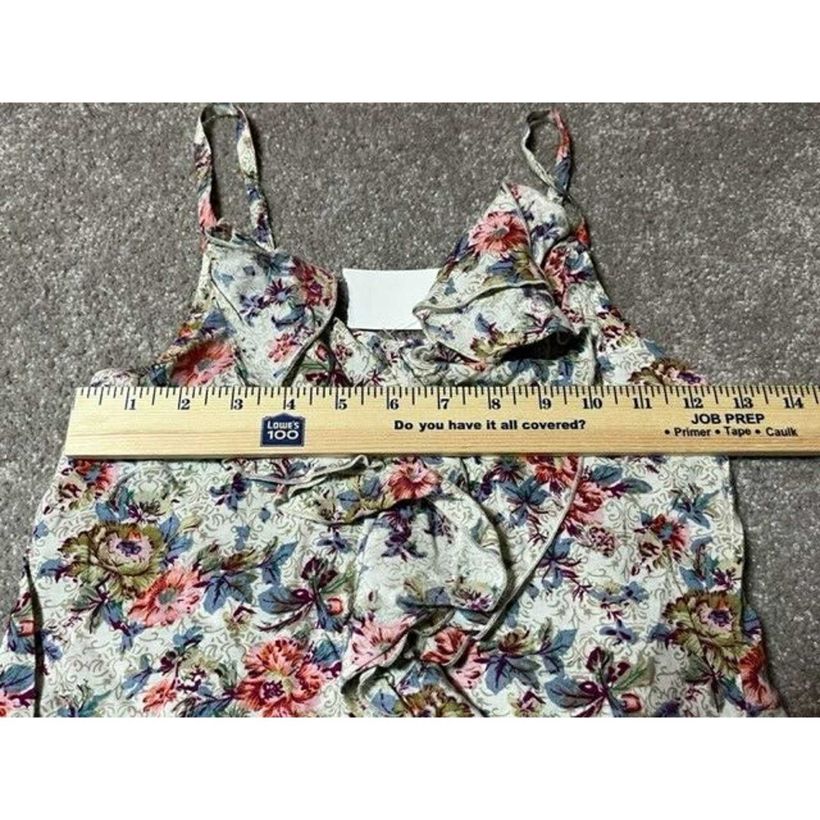 Other Lola Shift Dress Womens XS Floral Ruffle Rayon V Neck Ivory Size XS / US 0-2 / IT 36-38 - 4 Thumbnail