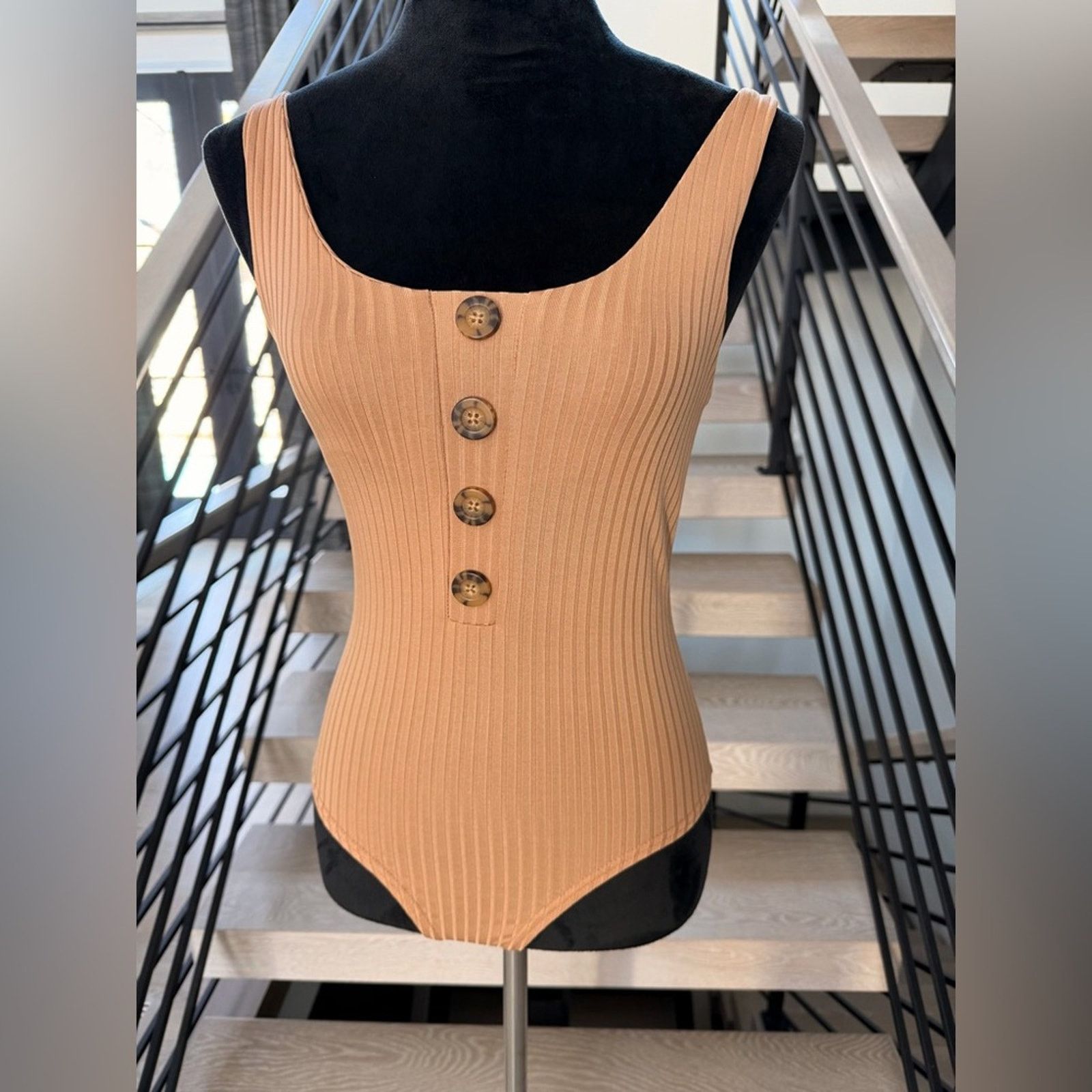 Other New Y2K Ribbed Tan Button-Front Bodysuit size XS Size XS / US 0-2 / IT 36-38 - 1 Thumbnail