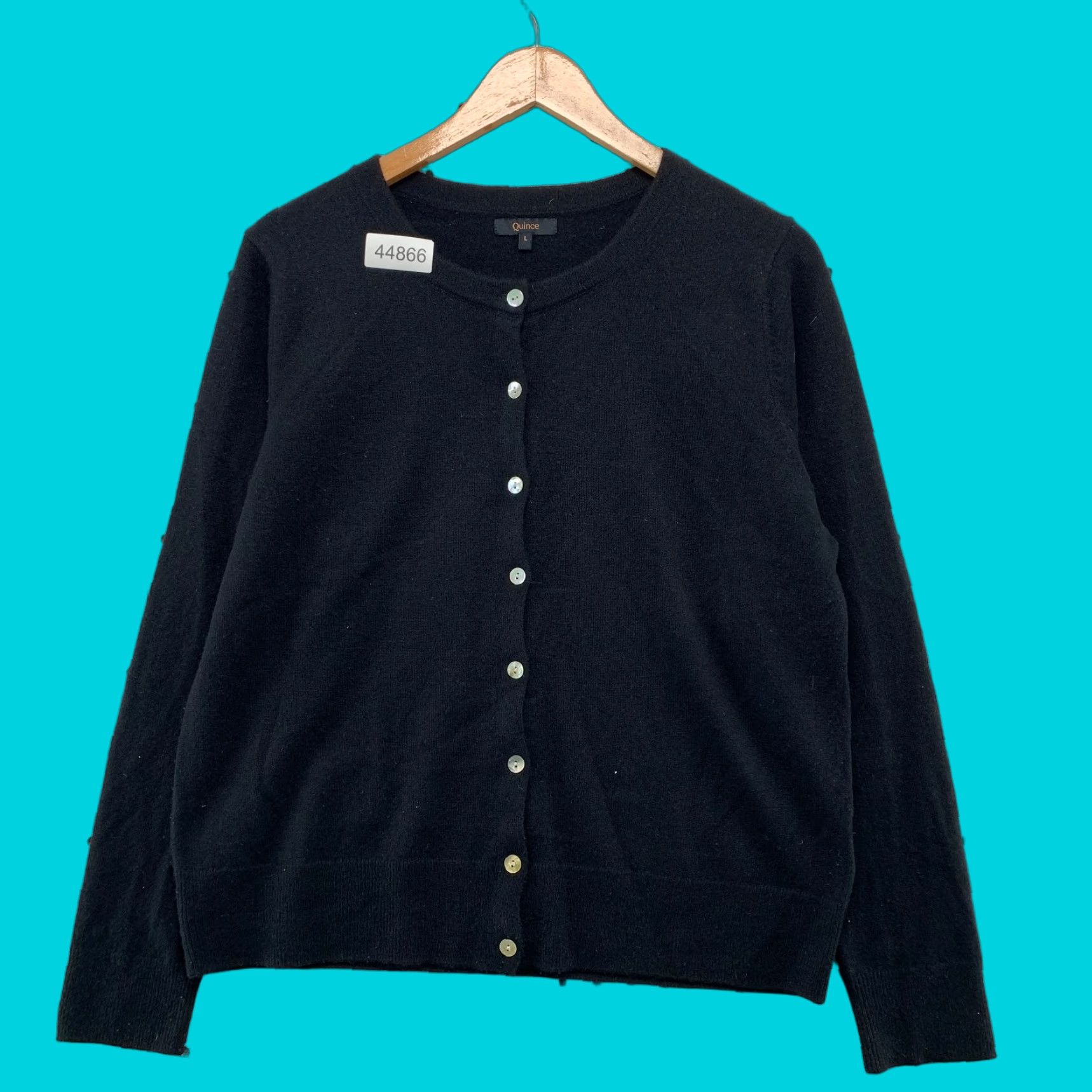Quince Quince Cardigan Womens Large Black Button Up Soft Cozy - Cashmere Sweater, Knit, Round Neck, Long Sleeve Size L / US 10 / IT 46 - 1 Thumbnail