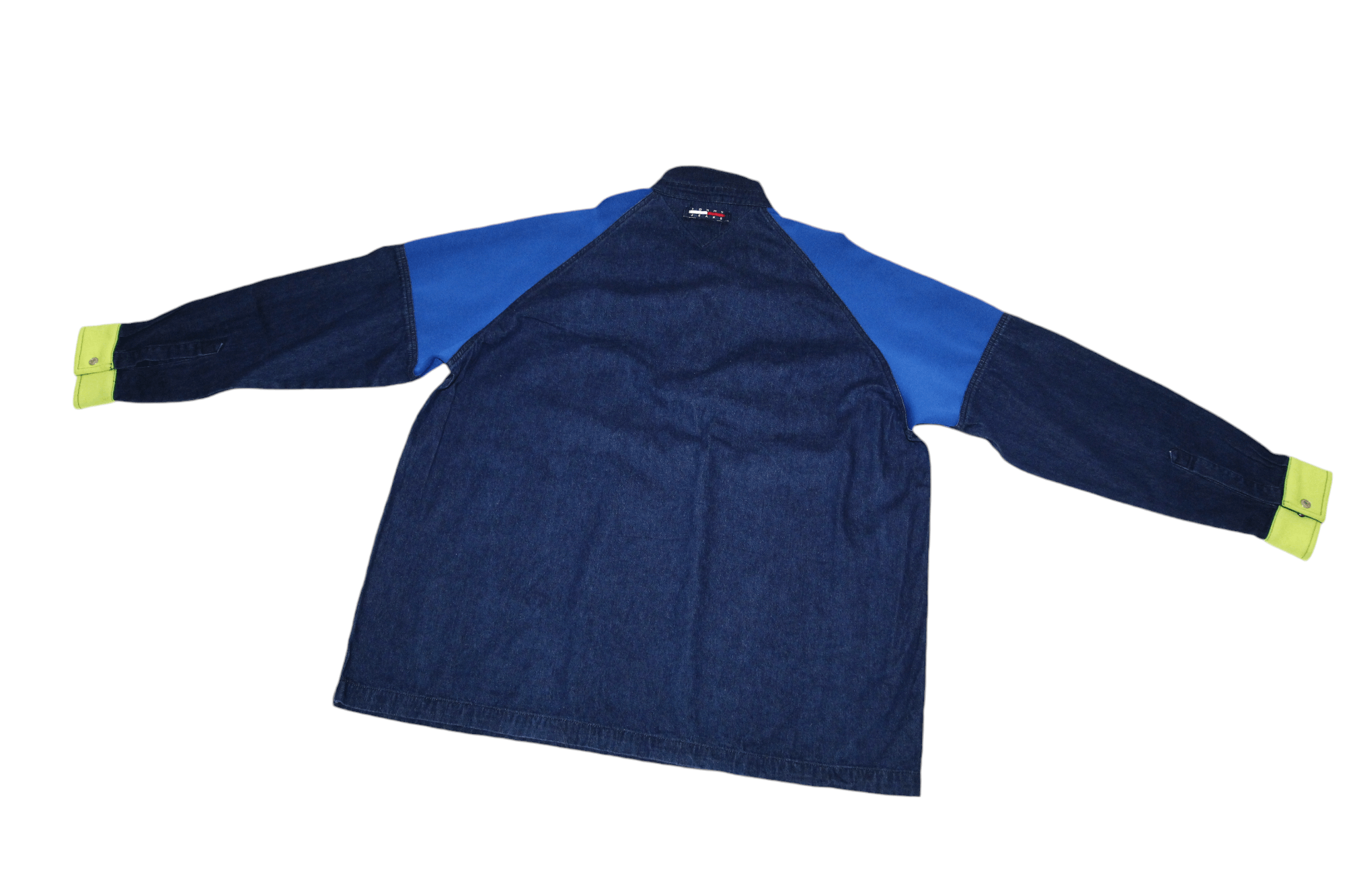Tommy Hilfiger 90's RARE💥Tommy Jeans Indigo Denim Softshell Trim Pullover Size US XL / EU 56 / 4 - 9 Thumbnail