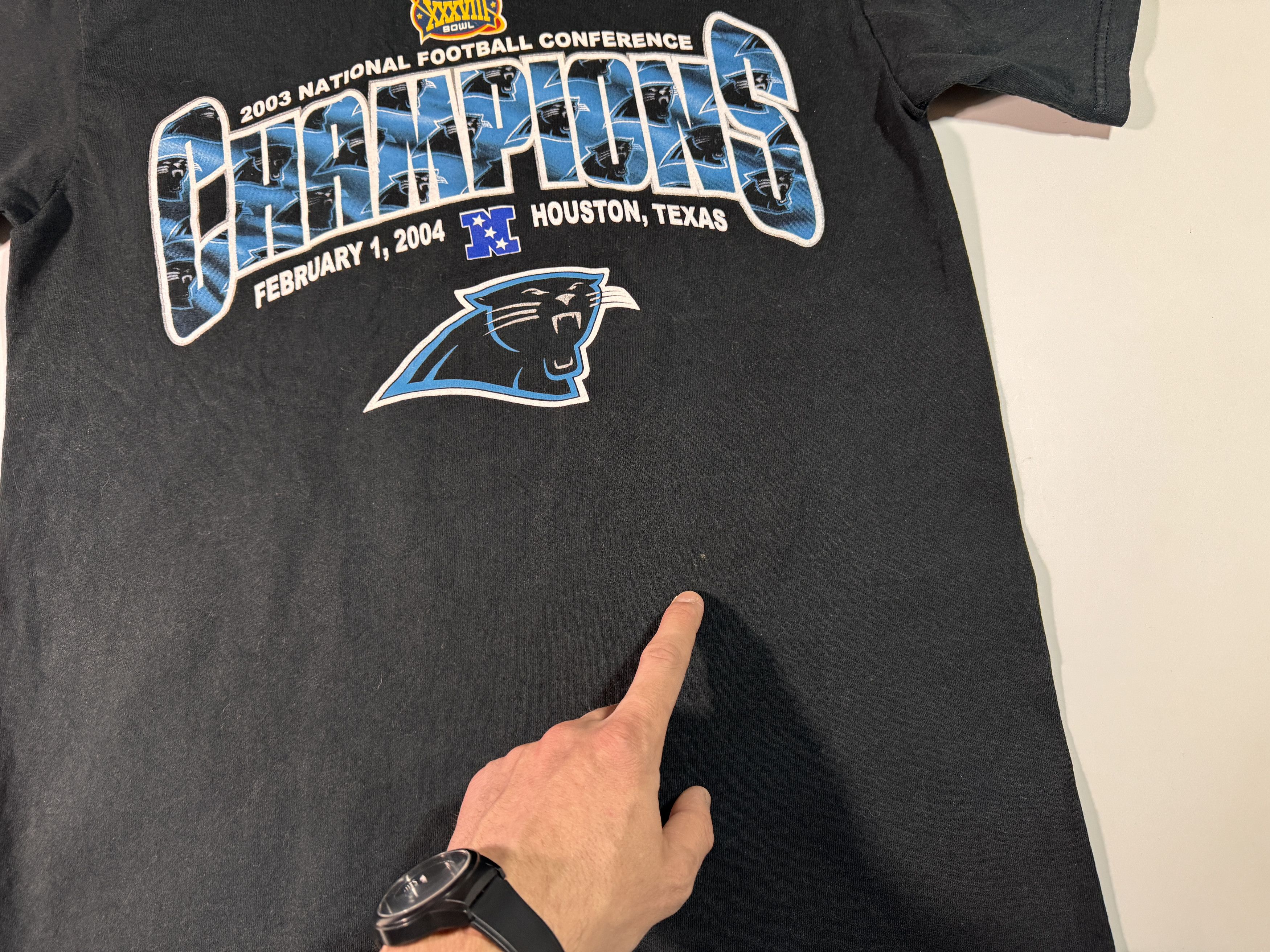 NFL Vintage 2003 Carolina Panthers T-shirt Super Bowl Champions Size US M / EU 48-50 / 2 - 3 Thumbnail