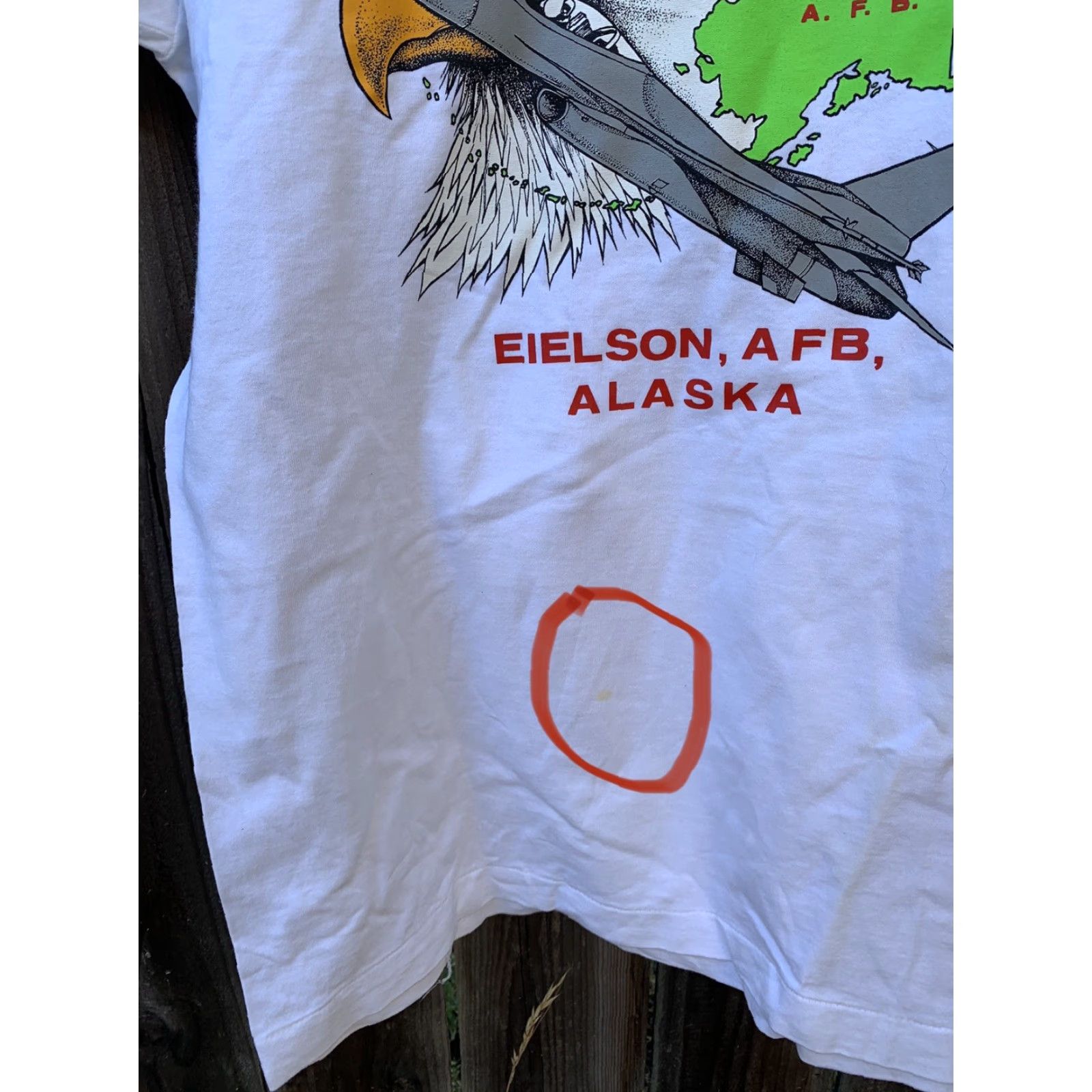 Fruit Of The Loom VINTAGE Cope Thunder 1993 Eielson AFB Alaska t shirt bald eagle air force size L Size US L / EU 52-54 / 3 - 5 Thumbnail
