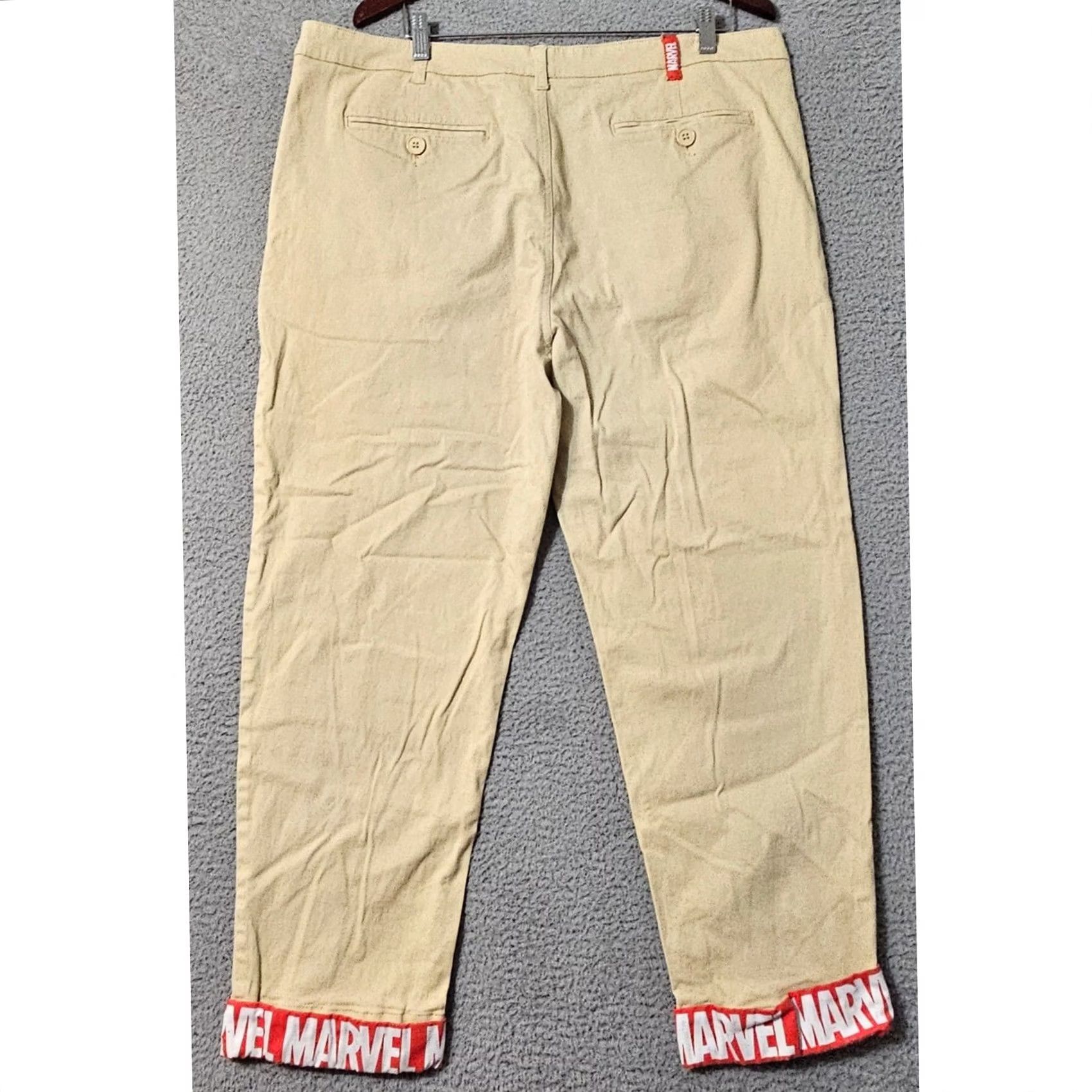 Vintage Mens Marvel Disney Khaki Pants Size 42 x 28 Buttoned Zipper Pocket Belt Size US 42 / EU 58 - 2 Thumbnail